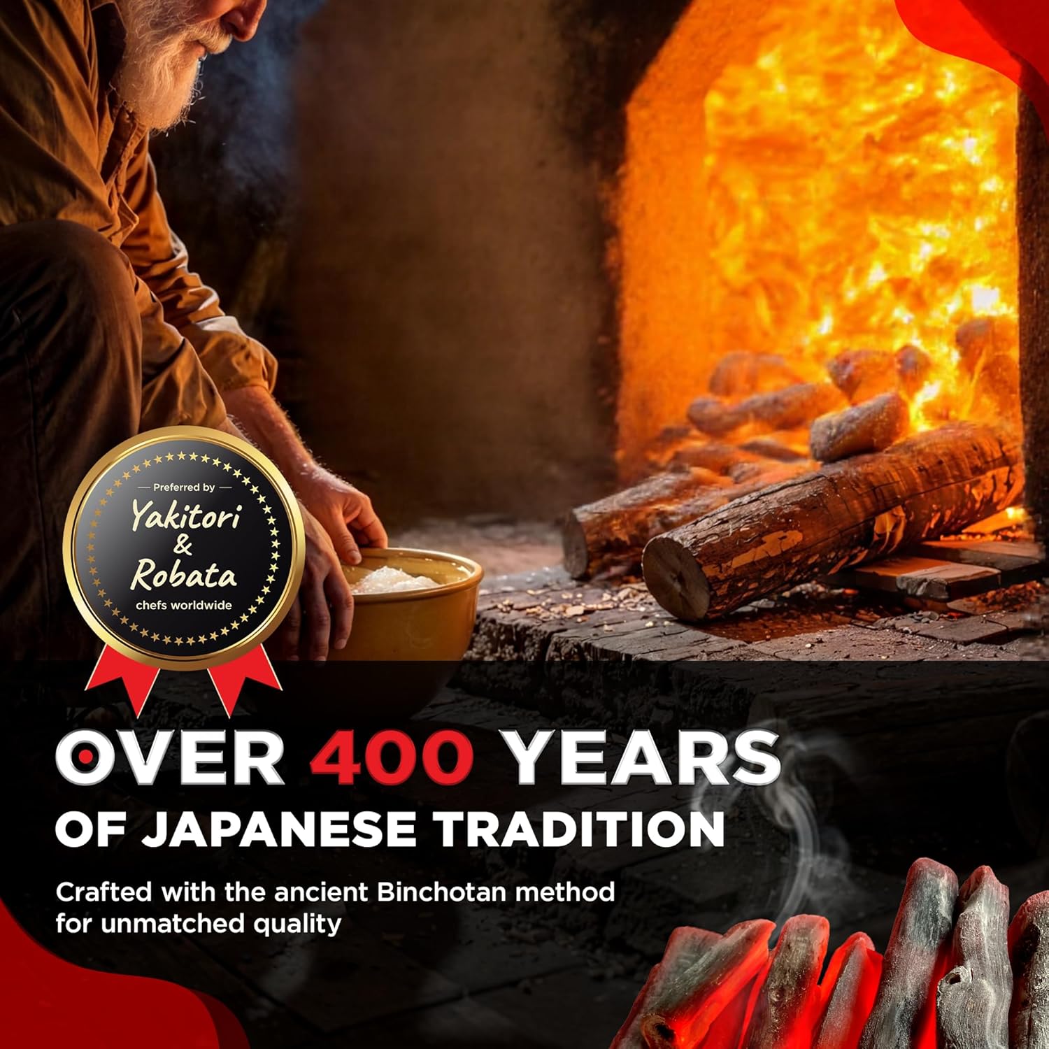 The Bincho Grill Binchotan Charcoal 11 lbs – Premium Japanese Grill Style Hardwood, 95% Carbon, Smokeless High-Heat, Long Burn for Yakitori