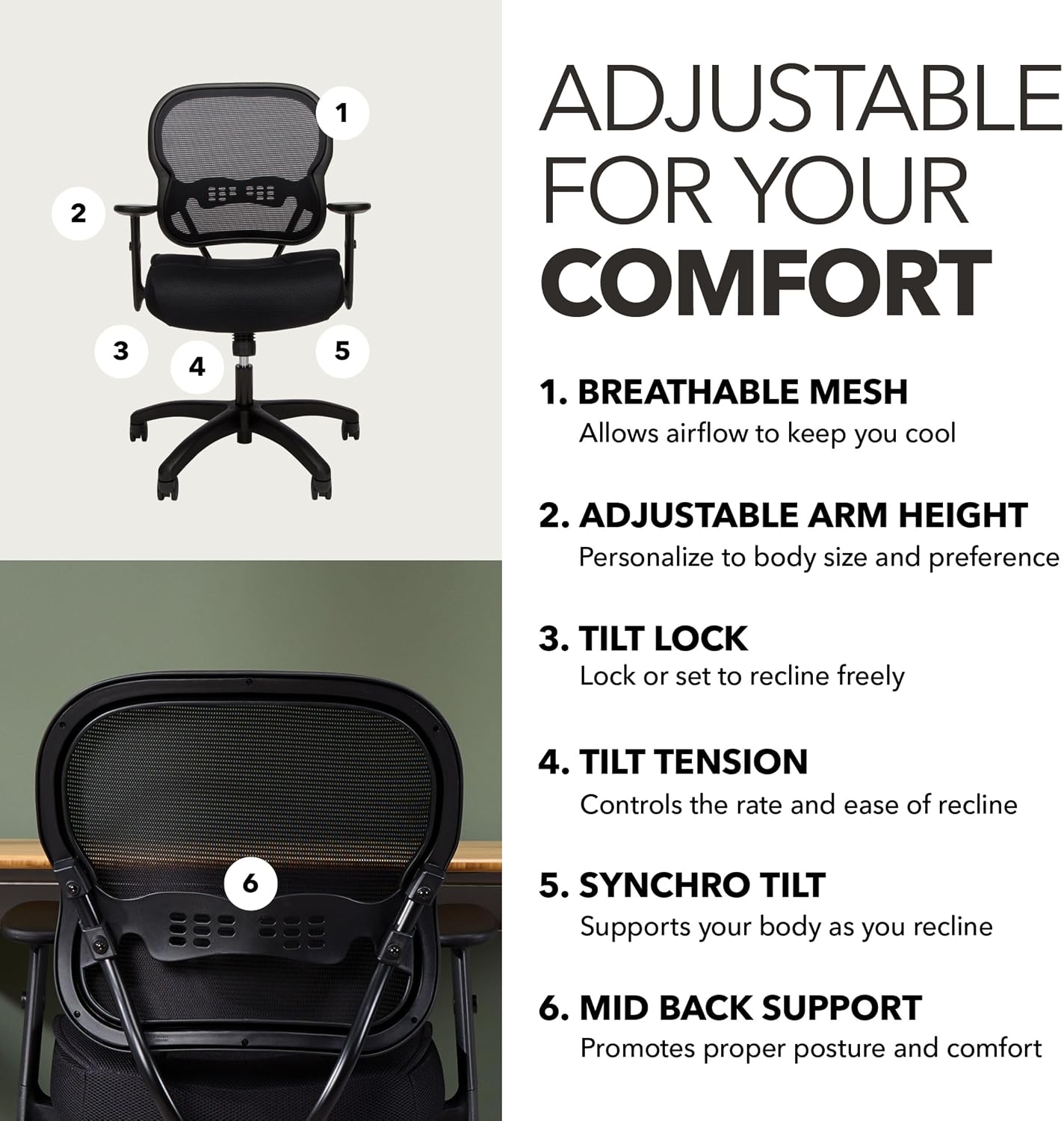 HON Wave Ergonomic Office Chair, Lumbar Support, Desk Chair, Black | High back ergonomic office desk chair with lumbar support, adjustable arms, office decor, advanced tilt for comfort