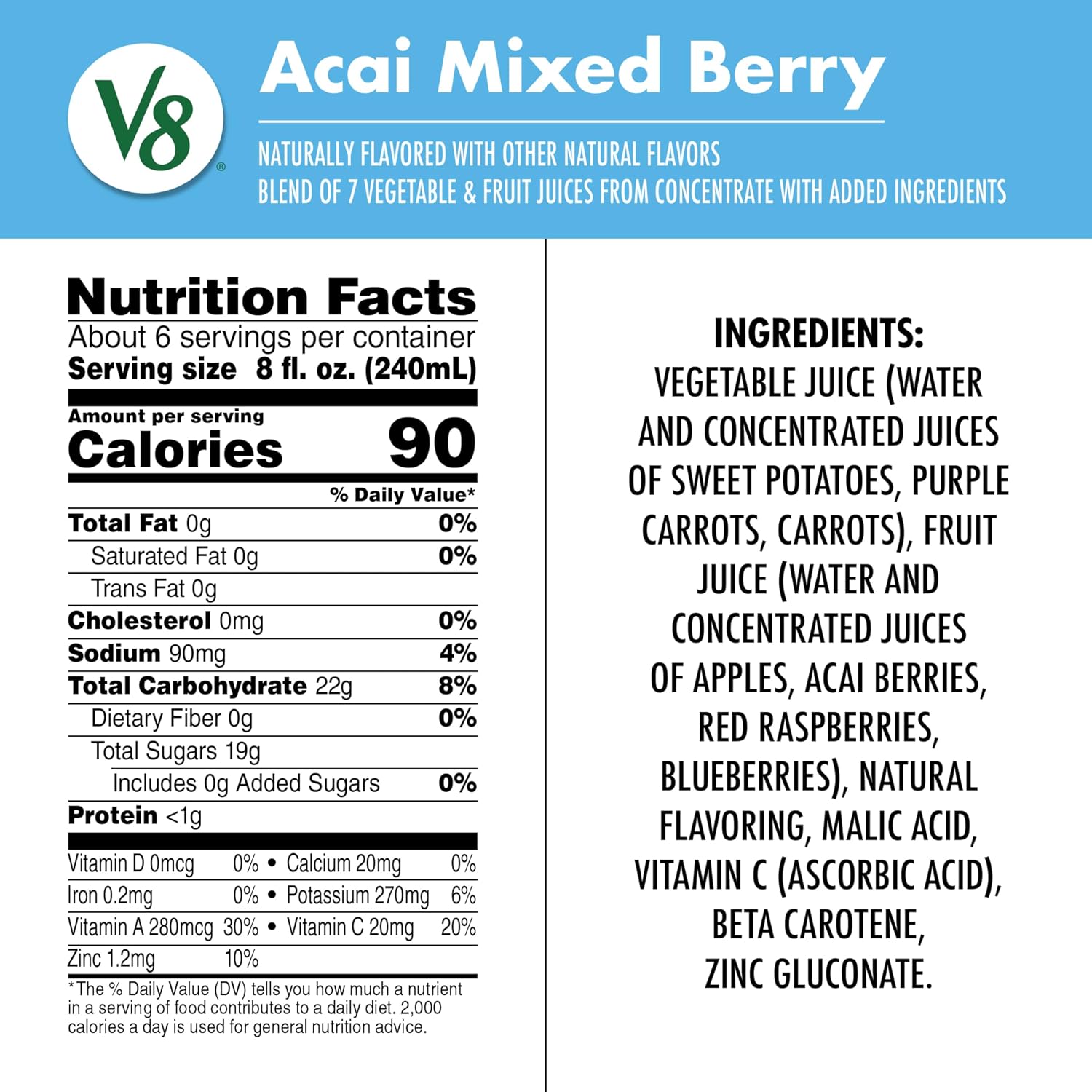 V8 Blends 100% Juice Pomegranate Blueberry Juice, Fruit and Vegetable Juice Blend, 46 Fl Oz Bottle