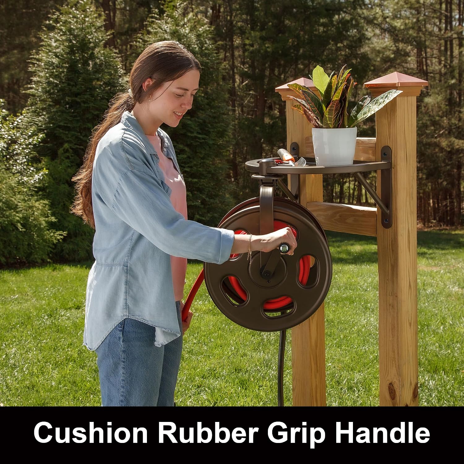 Liberty Garden 710 Navigator Rotating Garden Hose Reel, Holds 125-Feet of 5/8-Inch Hose - Bronze