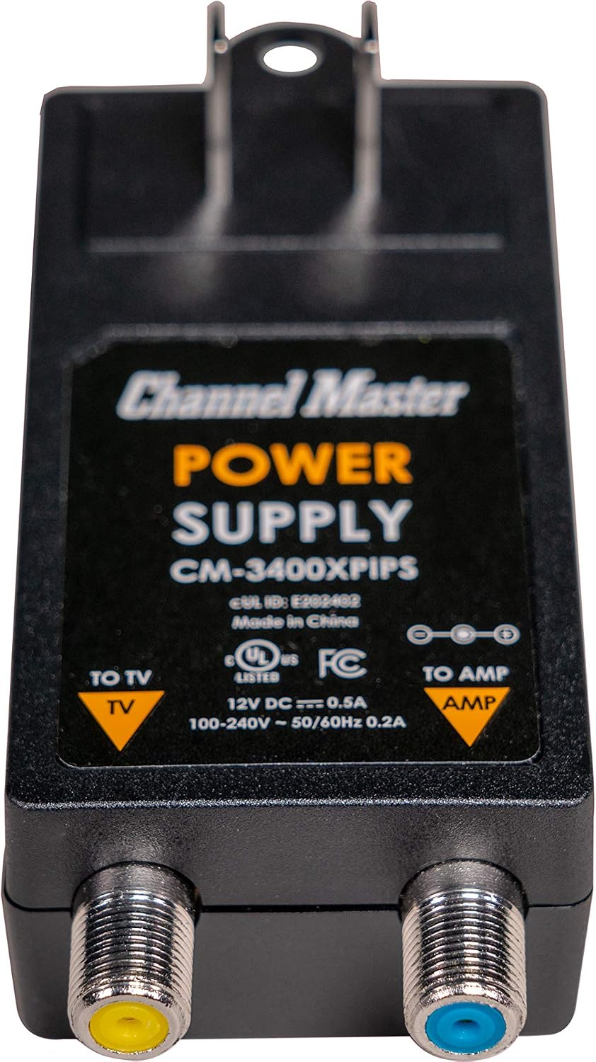 Channel Master Power Adapter with Integrated Power Inserter - Supports Powering of Most Brand Amplifiers and Preamplifiers Over Coaxial Cable