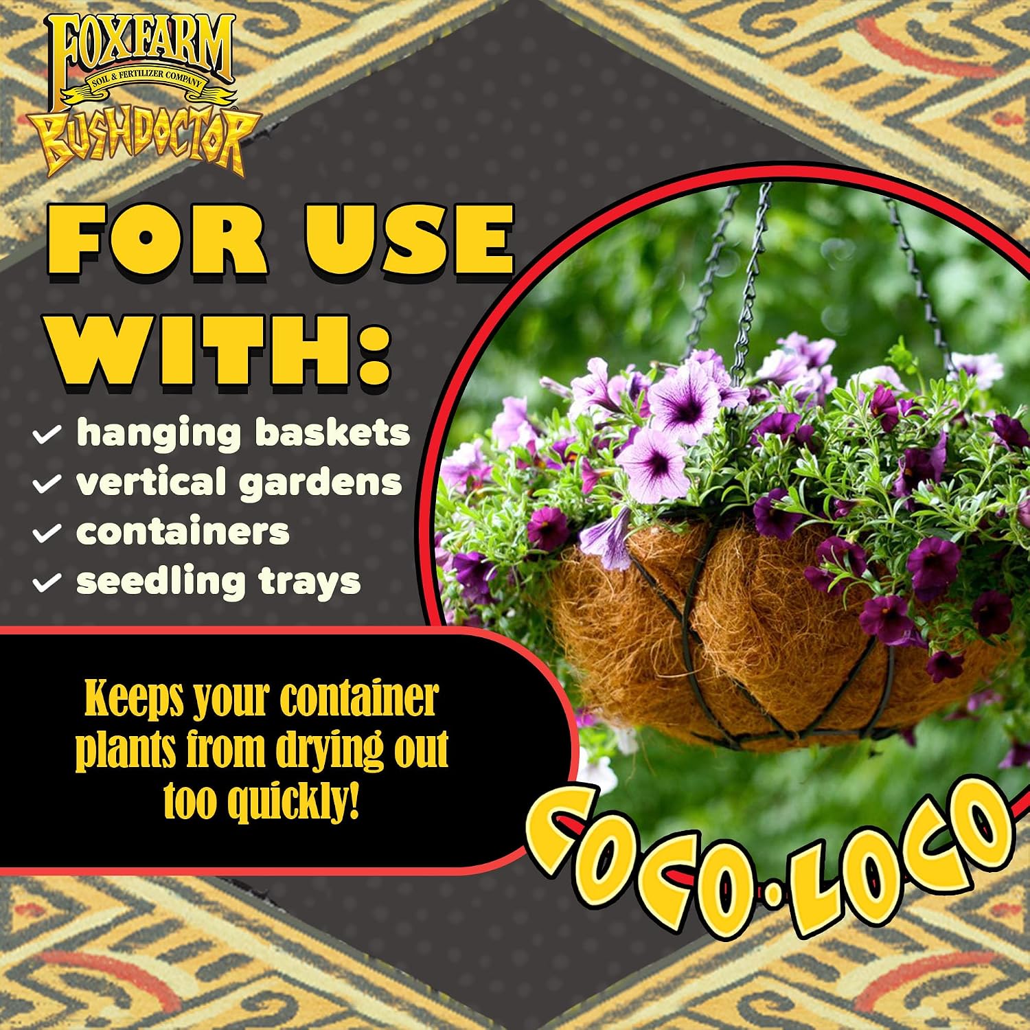 FoxFarm Bush Doctor Coco Loco Potting Mix, 2cu ft - Extends Your Watering Schedule, Triple-Washed to Reduce Salt Content - Perfect for Cultivating Vigorous Plants