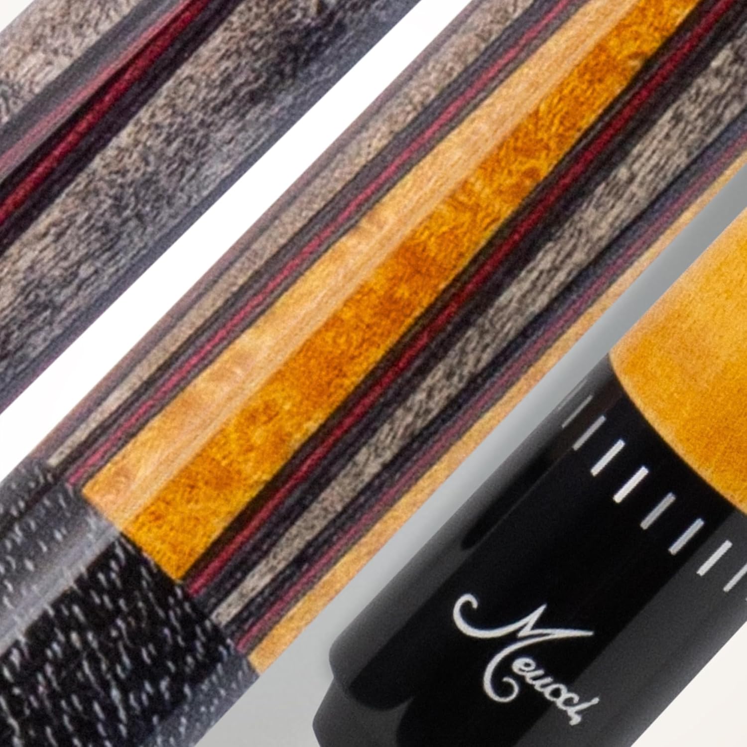 Meucci Pool Cue - SW Bar Box 1, Pool Stick w/Smoke Stained Forearm, Curly Maple Points, High Impact Cue Tips