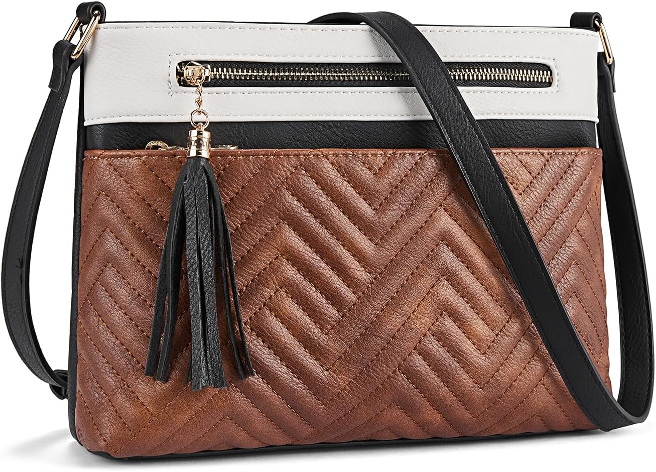 BOSTANTEN Crossbody Purses for Women Medium Shoulder Bag Quilted Handbags with Zipper Pocket