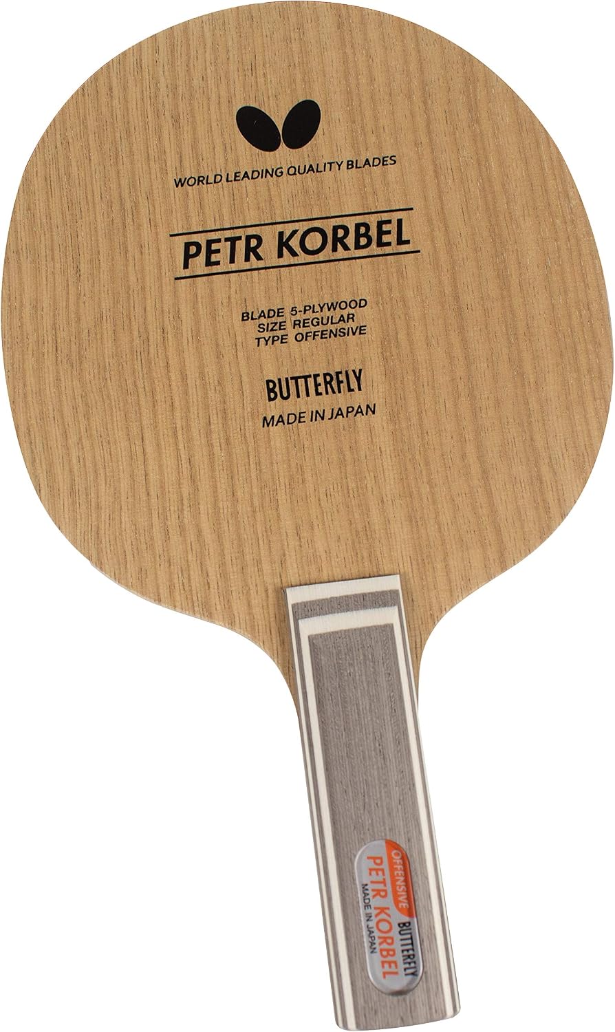 Butterfly Petr Korbel Table Tennis Blade - 5-ply All-Wood Blade - Professional Butterfly Table Tennis Blade - Available in FL and ST Shakehand Handle Styles - Made in Japan