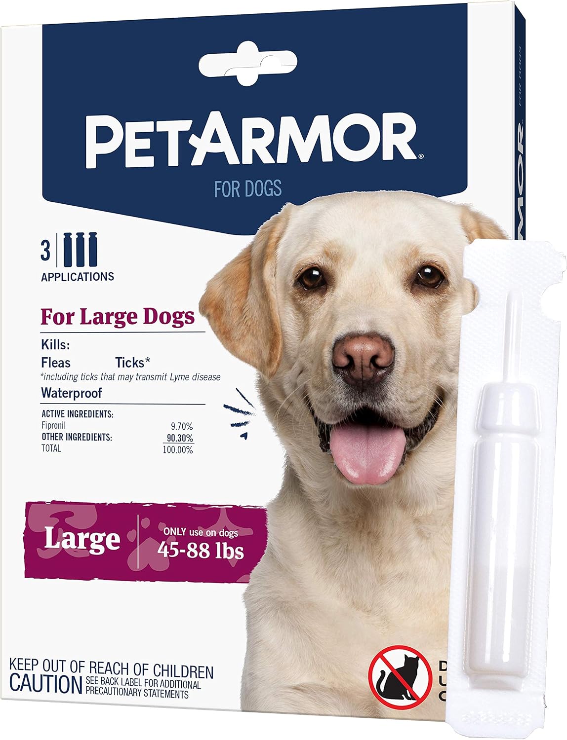PetArmor Flea & Tick Topical Dogs 45-88 lbs, Fipronil, 3-Month | Ideal for Large Dogs 45-88 lbs; Kills Adult Fleas in 24-48 hrs; 3-month supply; Vet-Quality, No Rx Needed