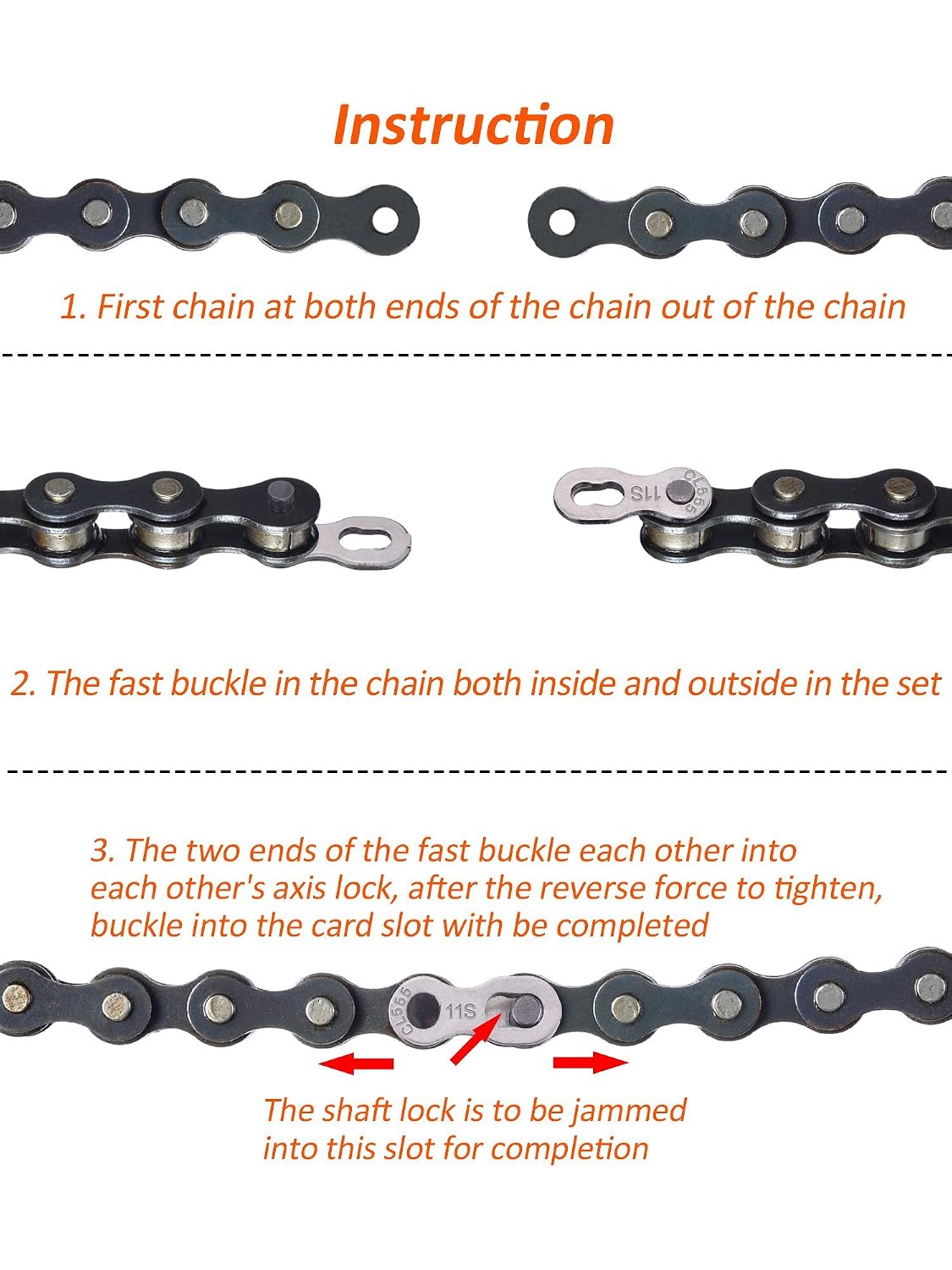 Jovitec 3 Pairs Bicycle Missing Link 11 Speed Chain Reusable Silver Steel Bike Chain Link