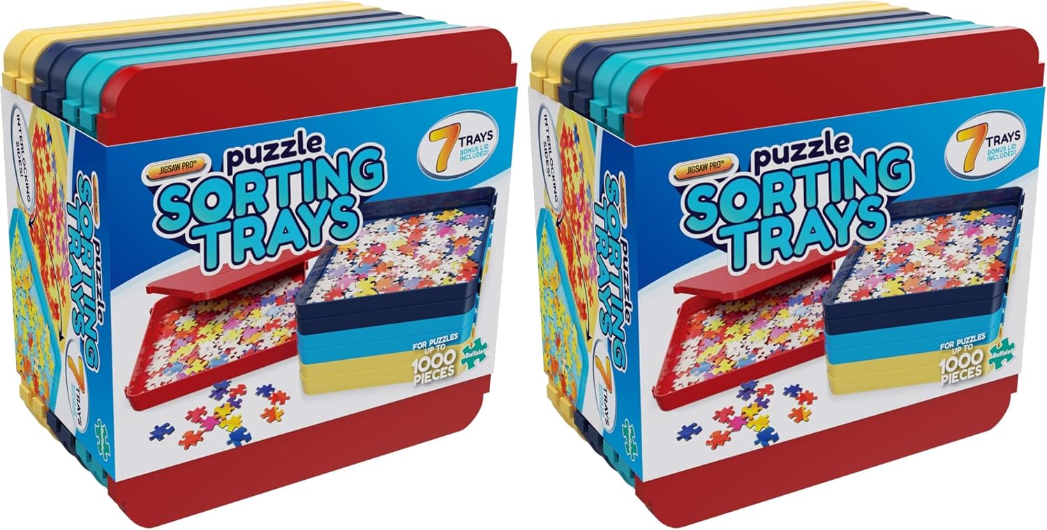 Buffalo Games Puzzle Sorting Trays for Adults, Puzzle Tray Storage, 7 Pc