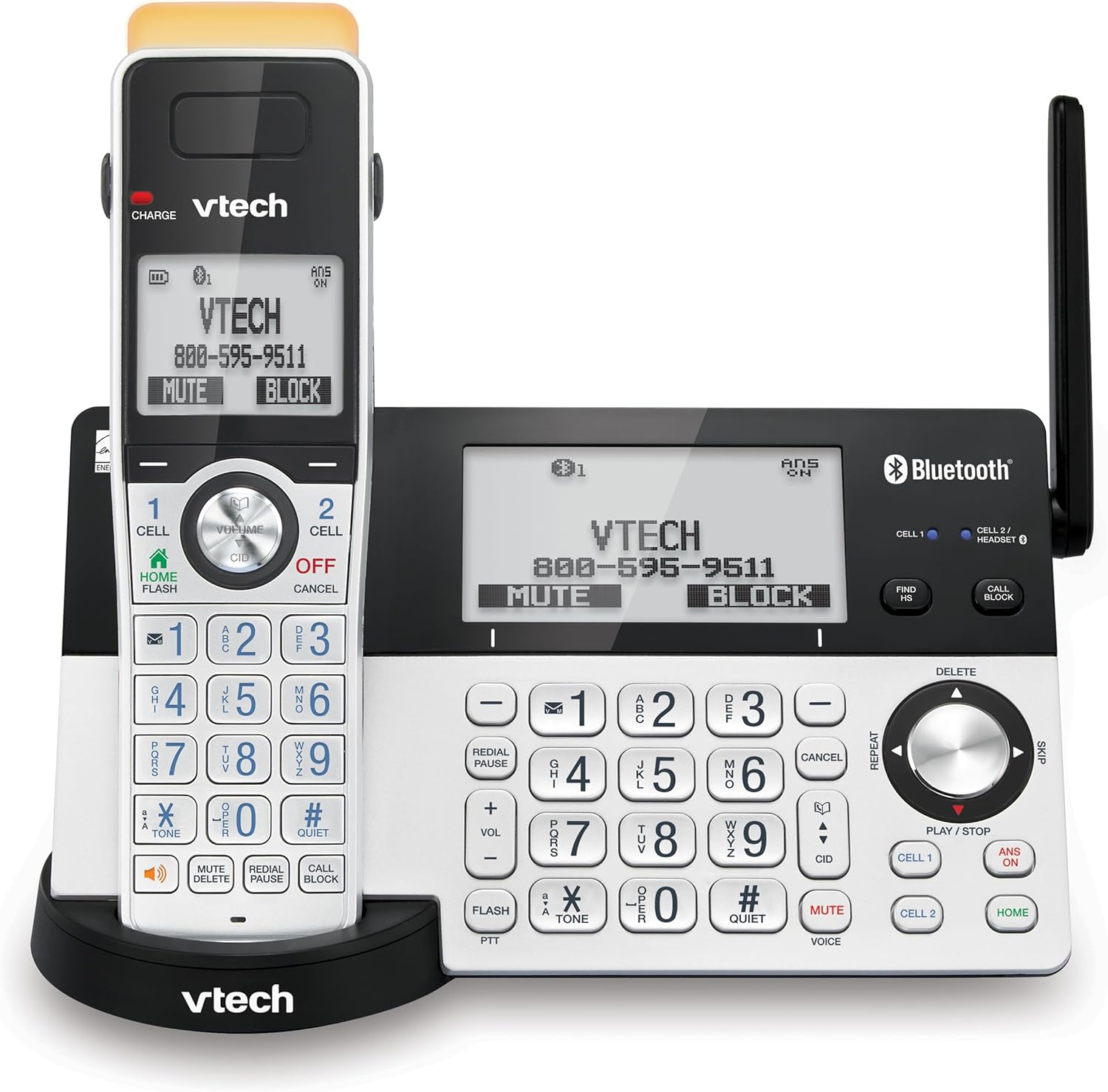 VTech IS8151-5 Super Long Range 5 Handset DECT 6.0 Cordless Phone for Home with Answering Machine, 2300 ft Range, Call Blocking, Bluetooth