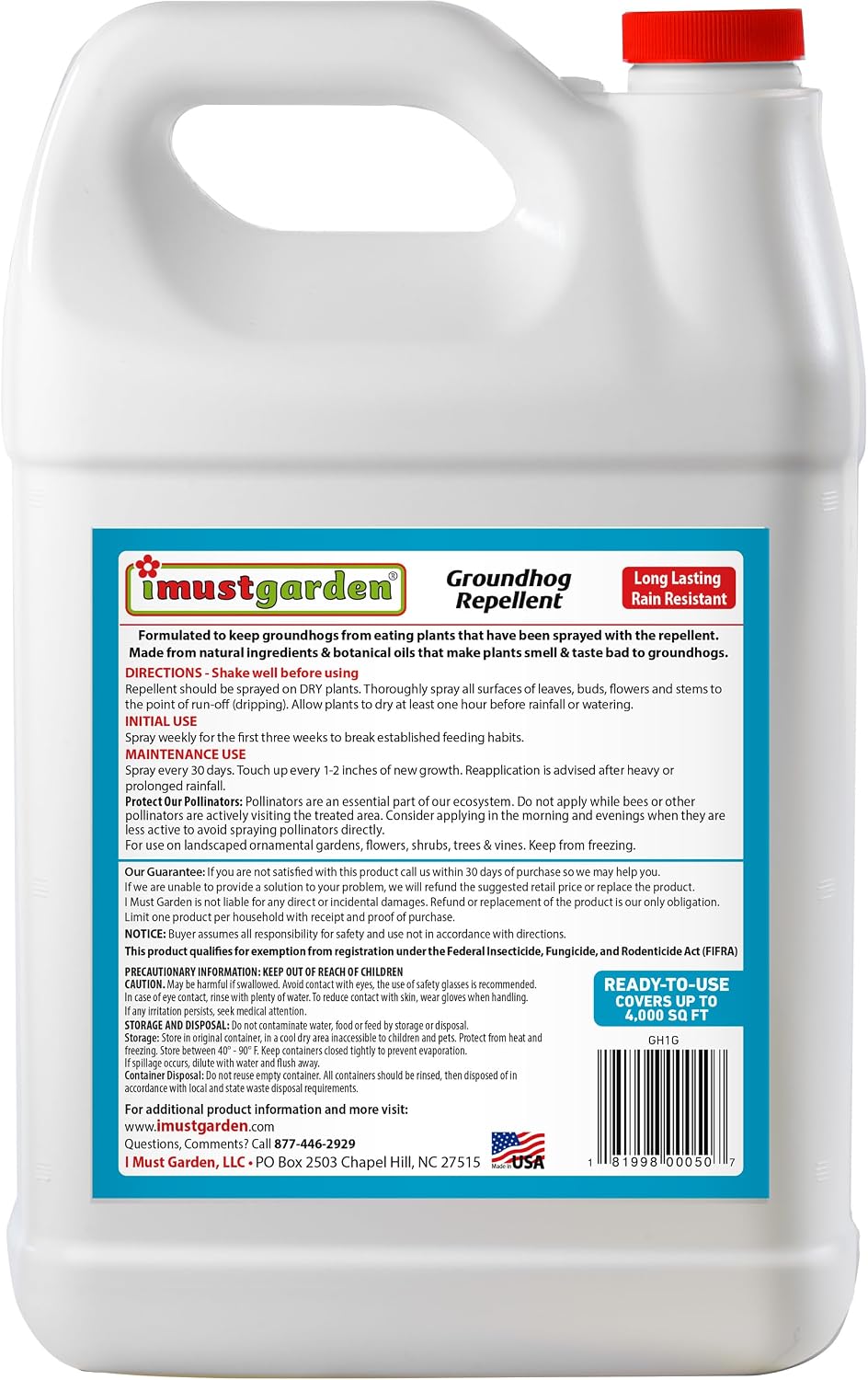 I Must Garden Groundhog/Woodchuck Repellent: Eco-Friendly - 1 Gal | Eco-friendly