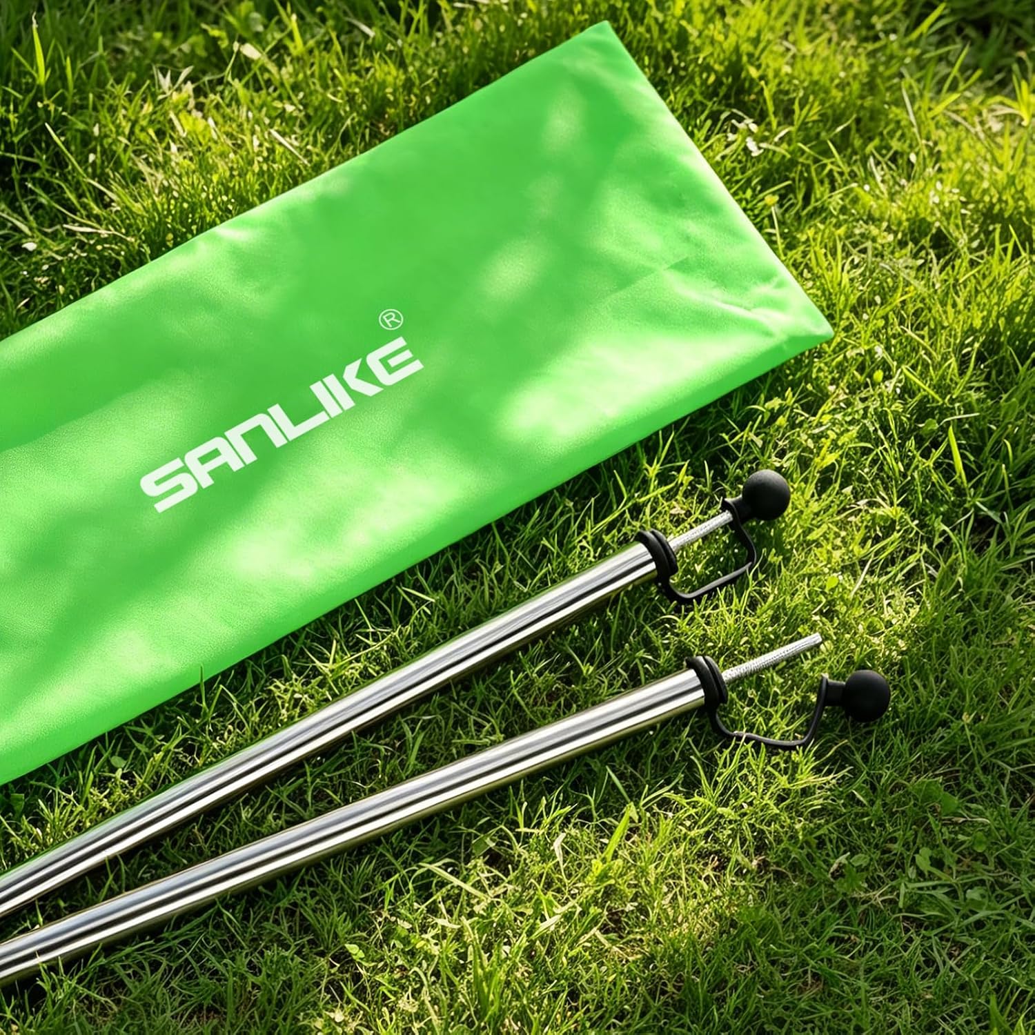 SANLIKE 2 Sets Tarp Poles 95in Telescoping Stainless Steel Tent Poles