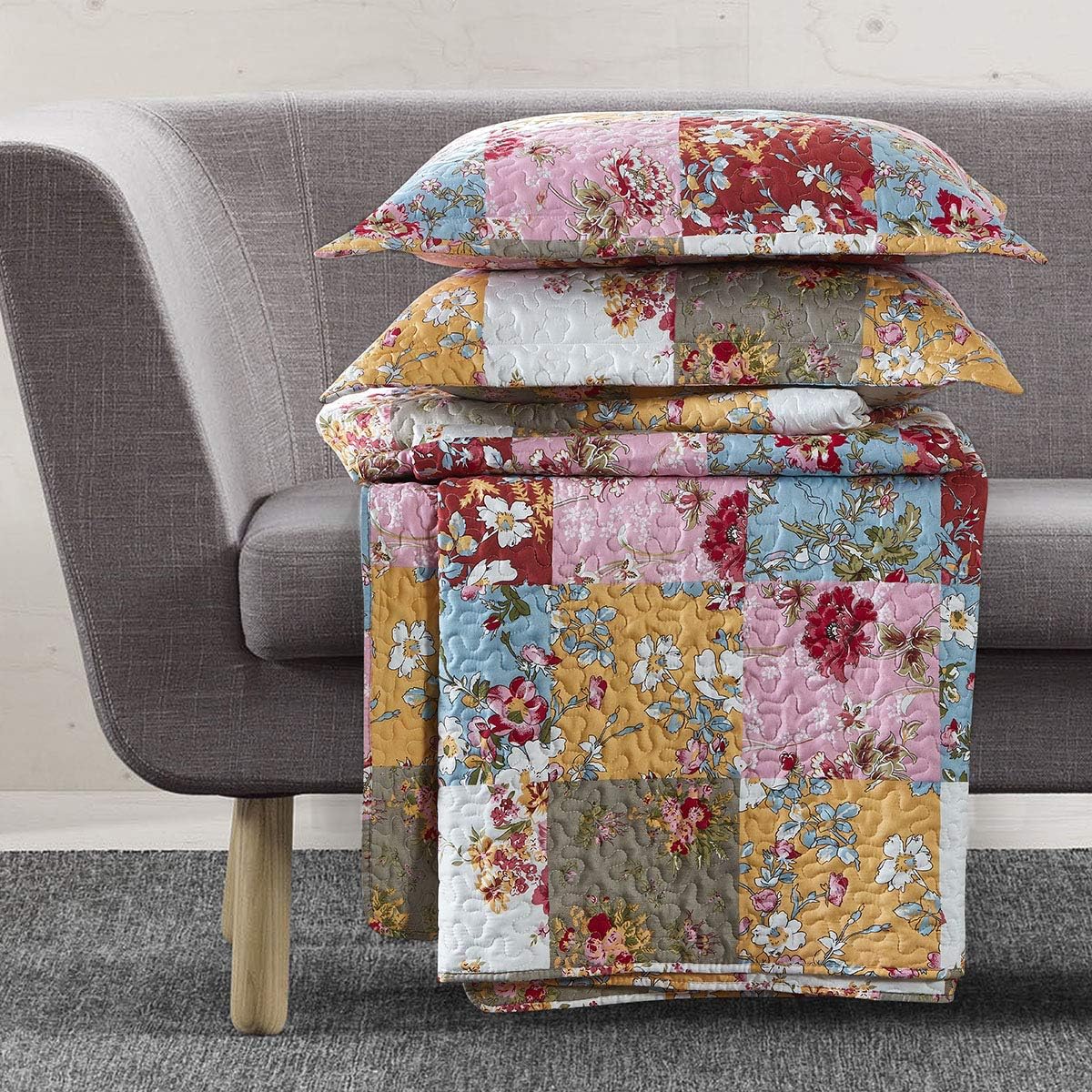 Royal Hotel Ayat Birds Oversized Coverlet Set Queen Size – Luxury Queen Quilt Bedspread, All Season Soft Filled Quilts