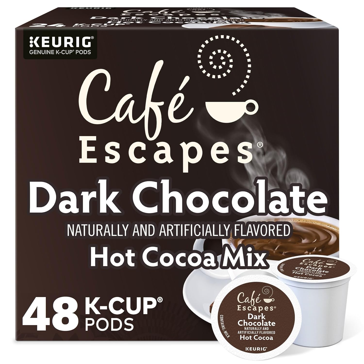Café Escapes Milk Chocolate Hot Cocoa Keurig Single-Serve K-Cup Pods, 24 Count