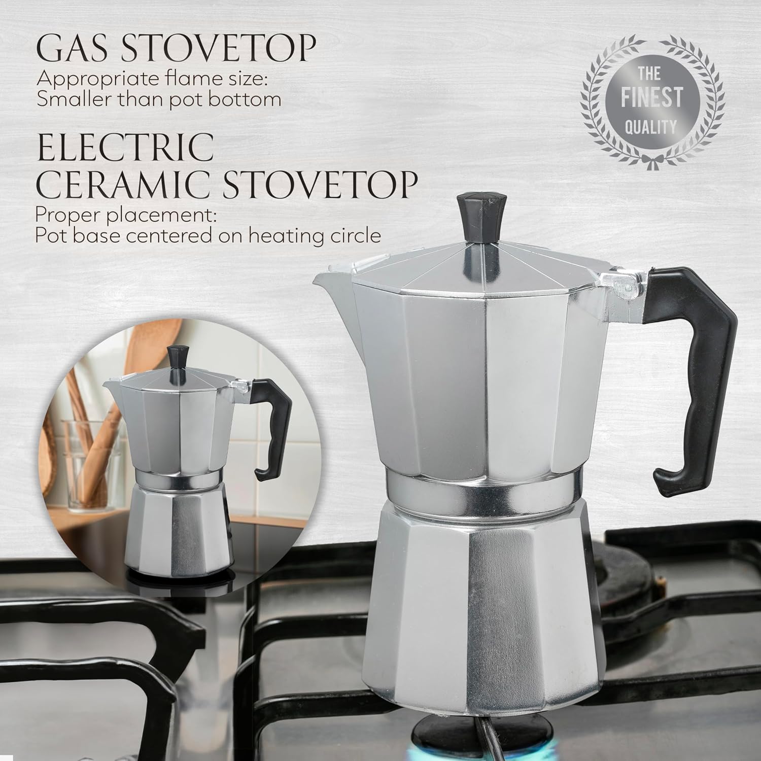 Mixpresso 3 Cup Moka Pot Stovetop Espresso Maker, Italian Cuban Coffee Pot