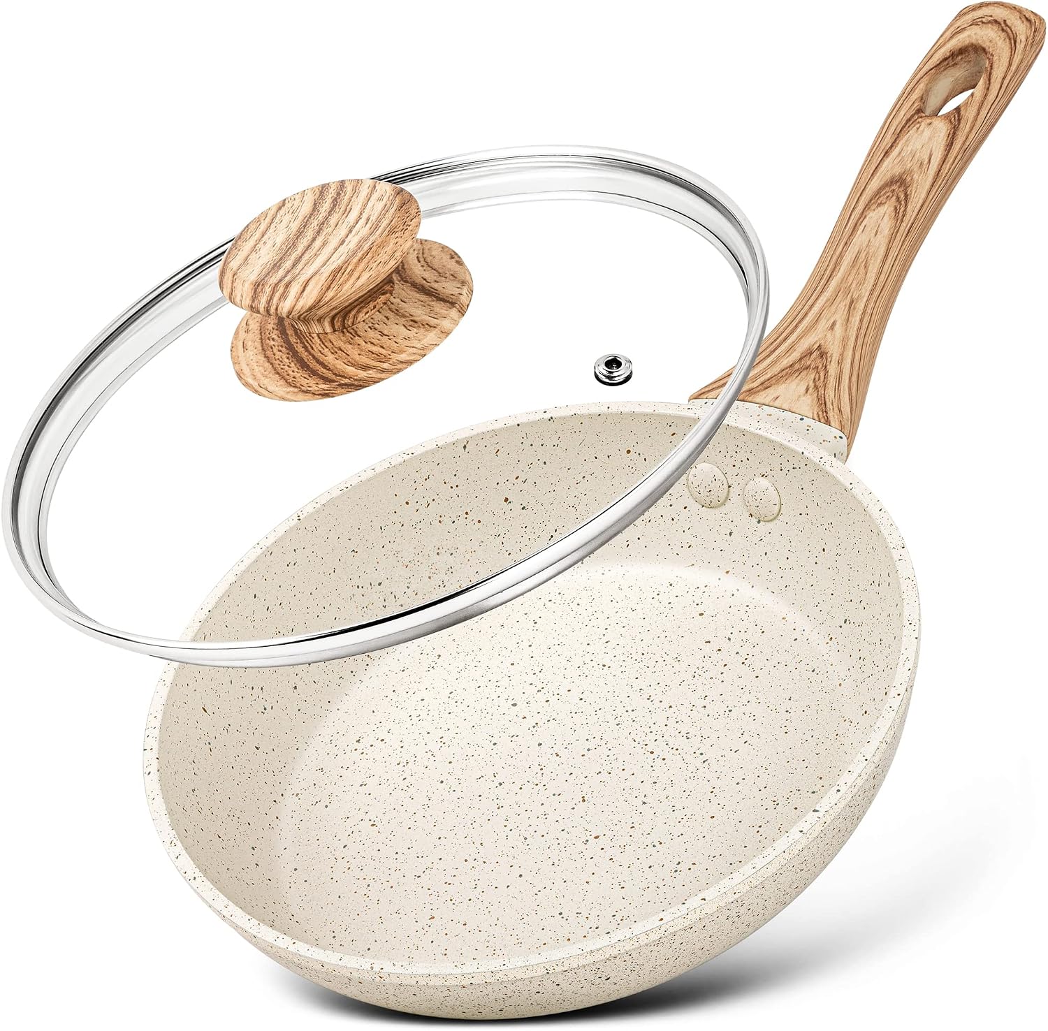 MICHELANGELO 8 Inch Nonstick Frying Pan with Lid, Non Stick Small Frying Pan with Non-Toxic Coating, Non-Stick Skillet with Ergonomic Handle