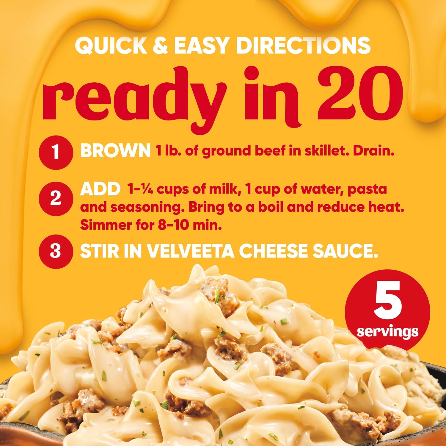 Velveeta Skillets One Pan Dinner Kit, Creamy Beef Stroganoff, 11.6 oz Box