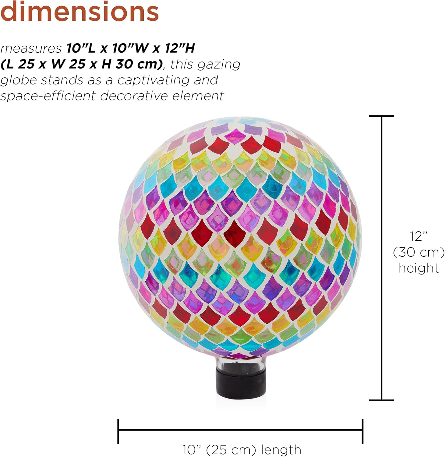 Alpine Corporation 10" Diameter Indoor/Outdoor Glass Mosaic Gazing Globe Yard Decoration, Purple Pearlized Petals Design