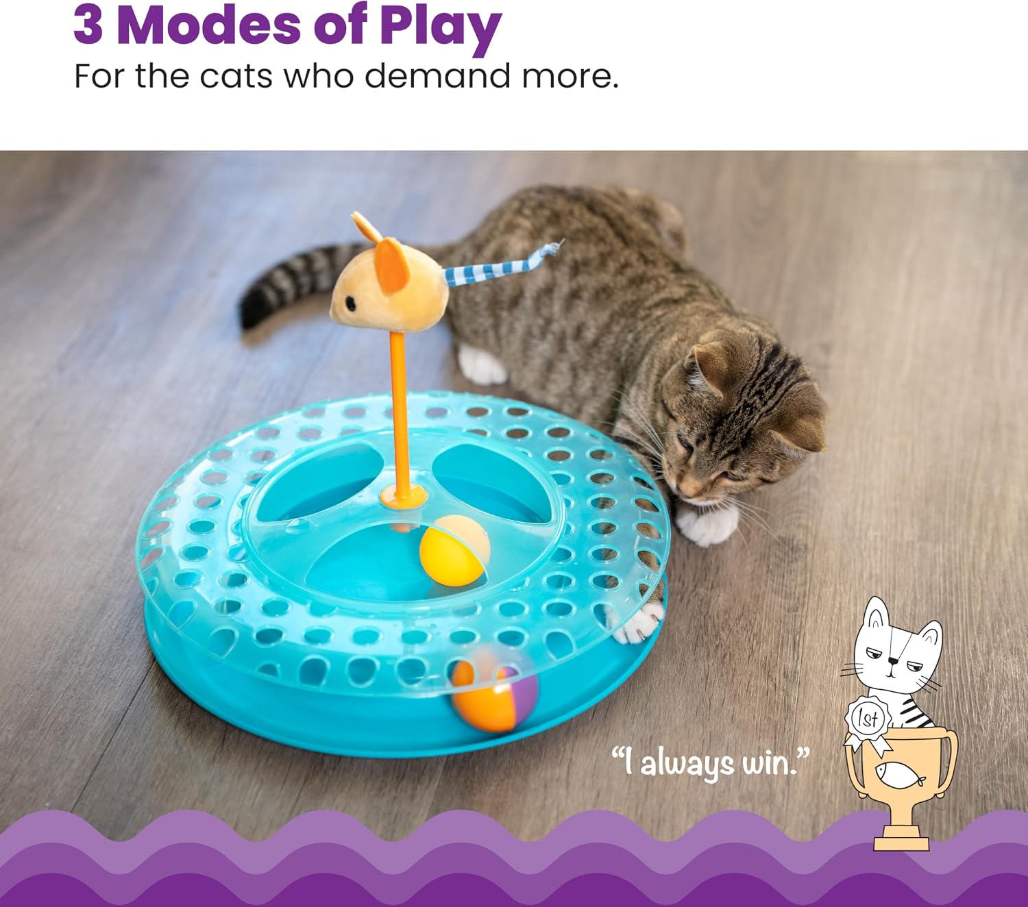 Catstages Tower of Tracks Cat Toy – 3-Level Track Tower with 6 Balls, Interactive Cat Toy for Indoor Enrichment