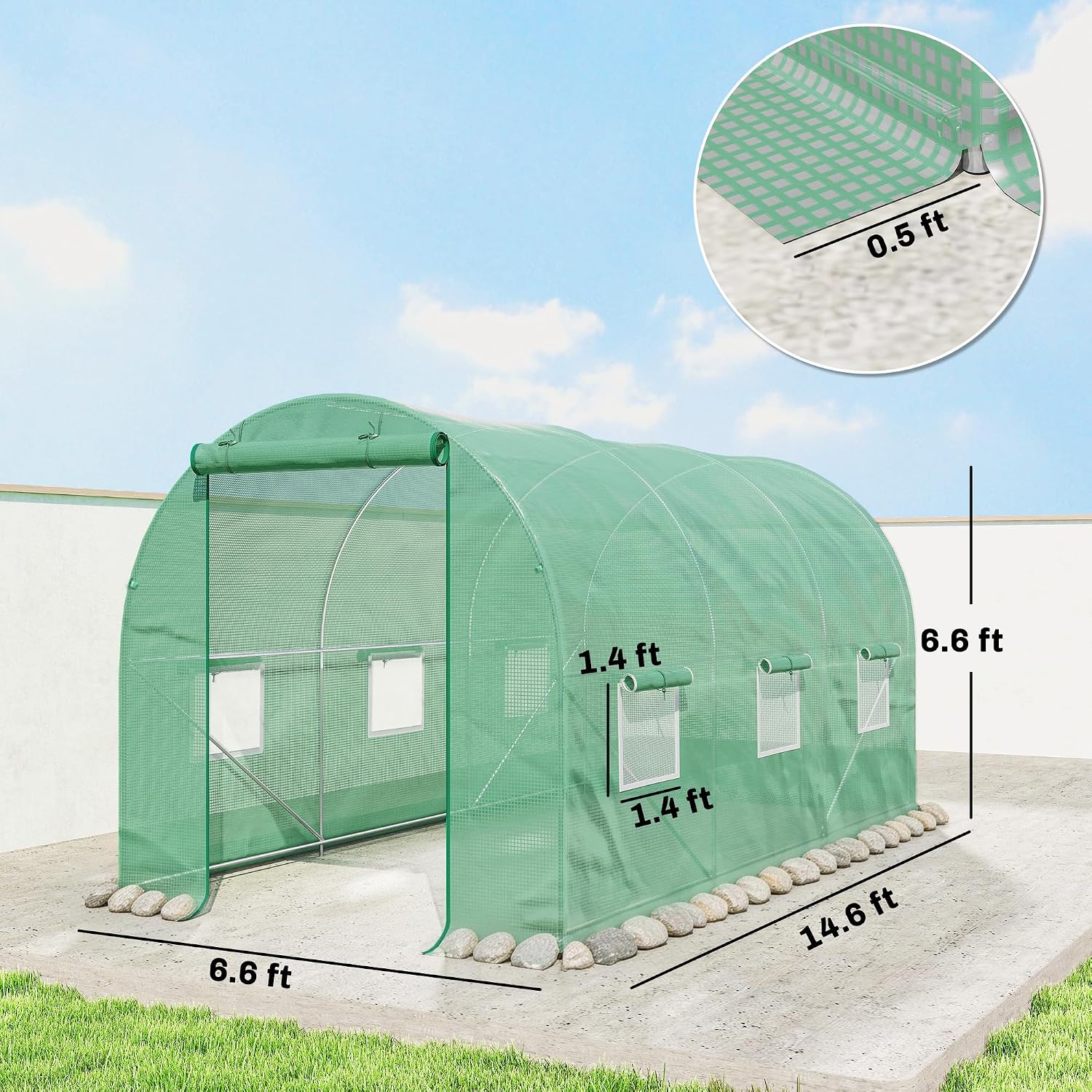 Outsunny 15' x 7' x 7' Walk-in Tunnel Greenhouse Large Steel Frame White