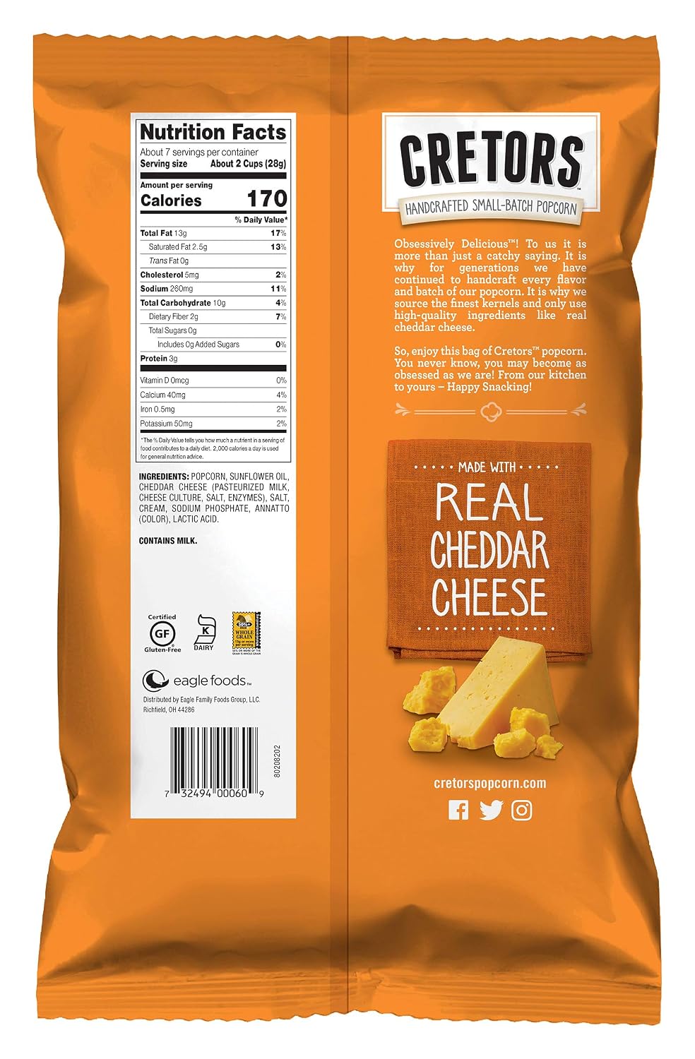 GH Cretors Just The Cheese Corn Popcorn, 6.5 oz