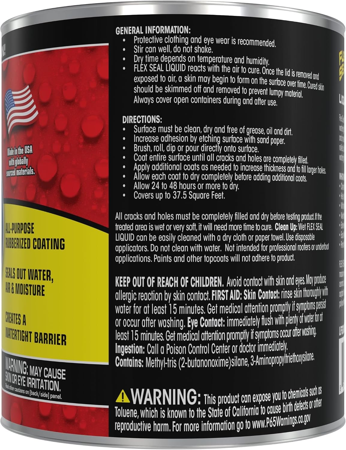 Flex Seal Liquid, Rubber Coating Sealant, Waterproof, Flexible, Breathable, and UV Resistant, Roof Repair, Basements, RV, Campers, Trailers, Marine