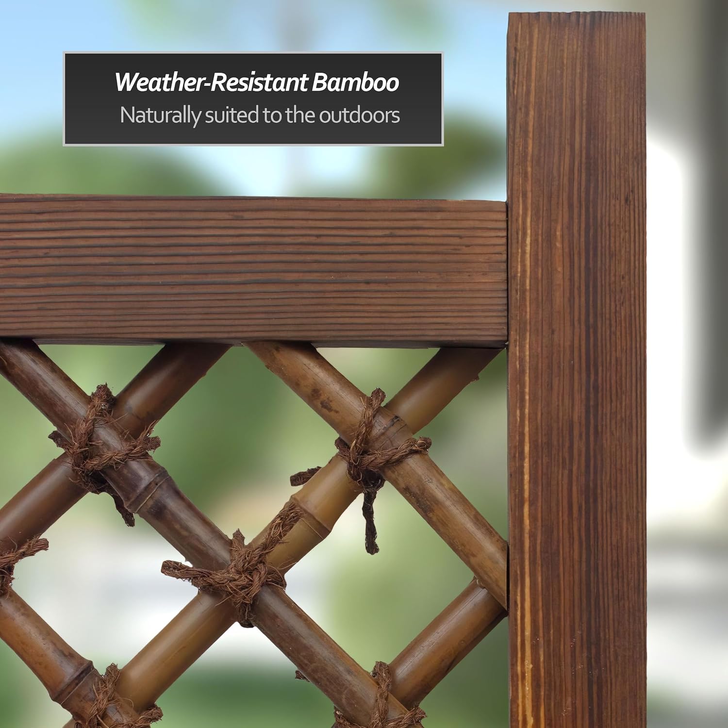 Red Lantern 4 x 1.5 ft. Japanese Bamboo Kumo Fence Panel, 4ft. x 2ft, Brown