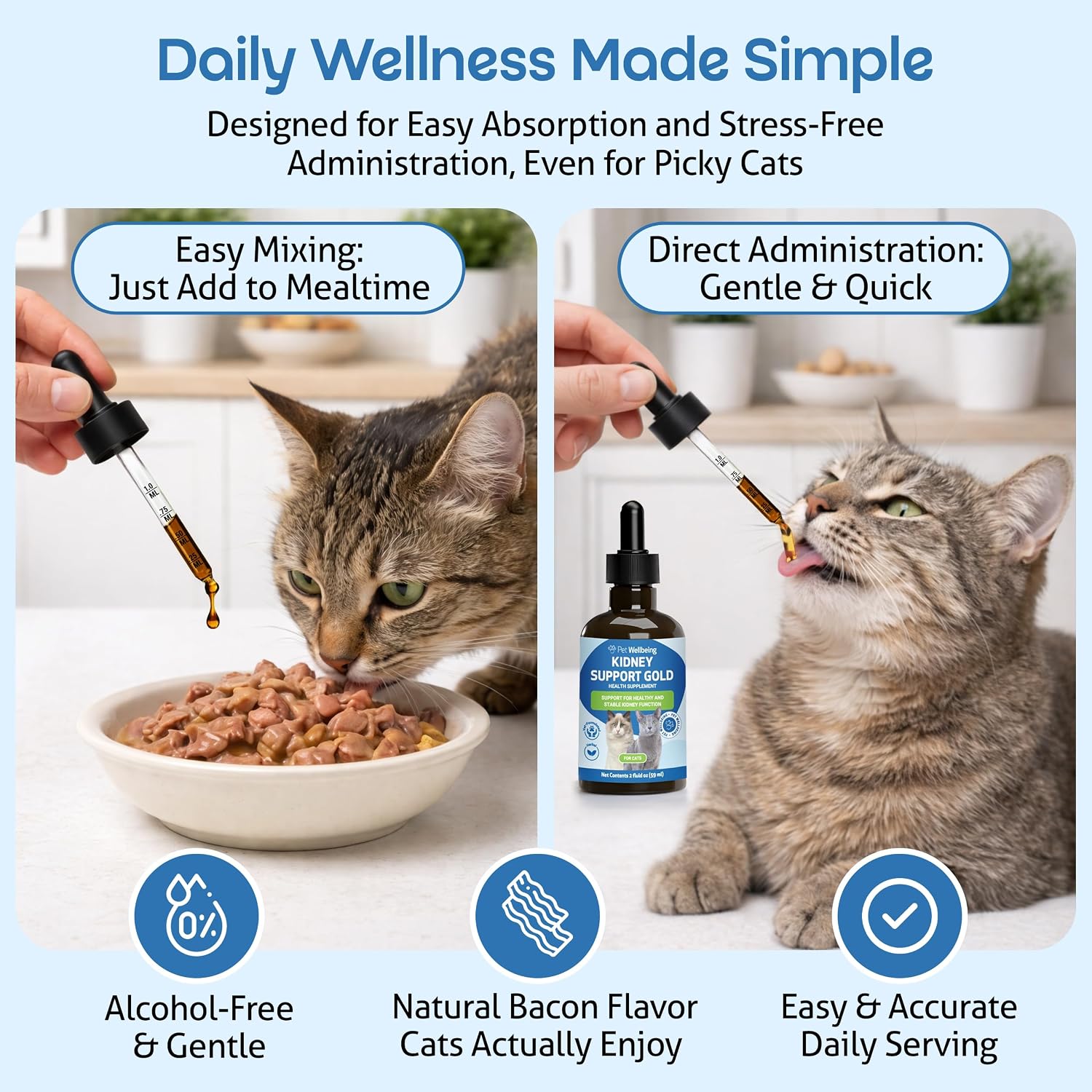 Pet Wellbeing Kidney Support Gold for Cats - Supports Normal Kidney Function & Detox, Healthy Hydration & Energy with Rehmannia & Dong Quai - NASC Certified & Vet-Formulated - 2oz Liquid Formula | NASC Certified & Vet-Formulated Liquid Kidney Support Sup…