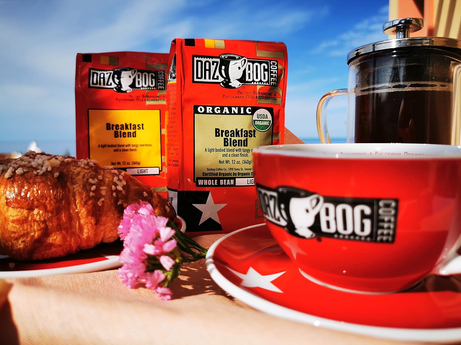 Dazbog Coffee | French Roast | Whole Bean Coffee | Pack of 6 | 11 oz. | Creamy & Smoky Finish | Dark Roast Blend | Rich, Smooth, Full Bodied | Vacuum Sealed Freshness