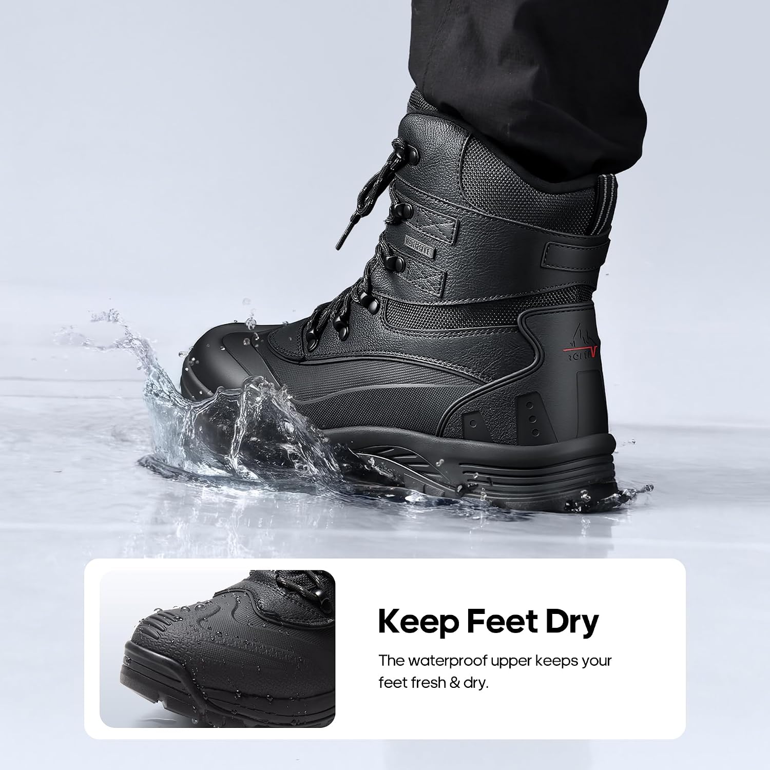 NORTIV 8 Men's Insulated Waterproof Winter Snow Boots | Sealed Build Keeps Feet Dry; Rubber Outsole Boosts Grip; Stable Fit Adds Support; Ideal for Hiking, Daily Wear BRIGADE