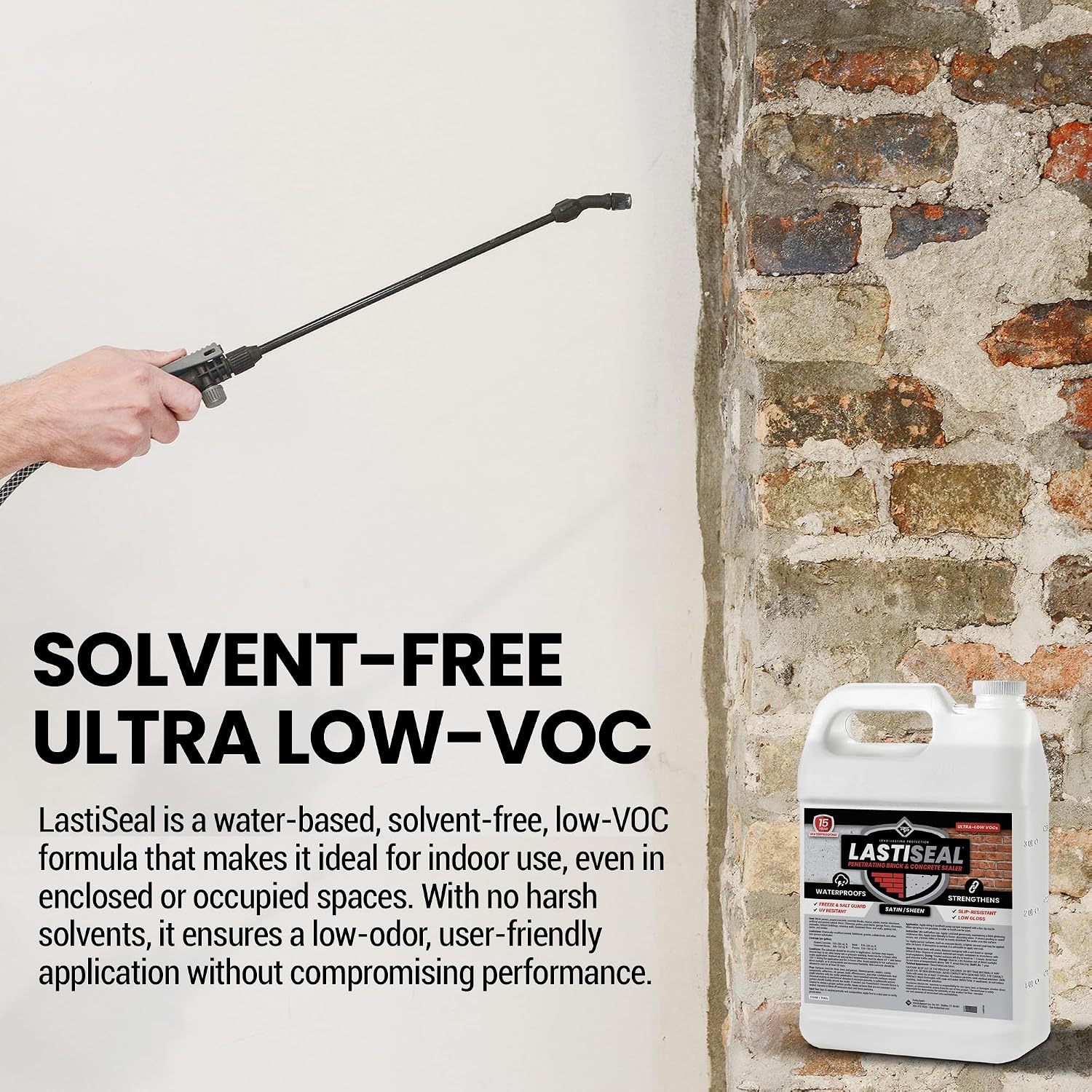 LastiSeal Brick & Concrete Sealer – Deep-Penetrating Sealer that Strengthens Surfaces – Water-Resistant Protection for Brick