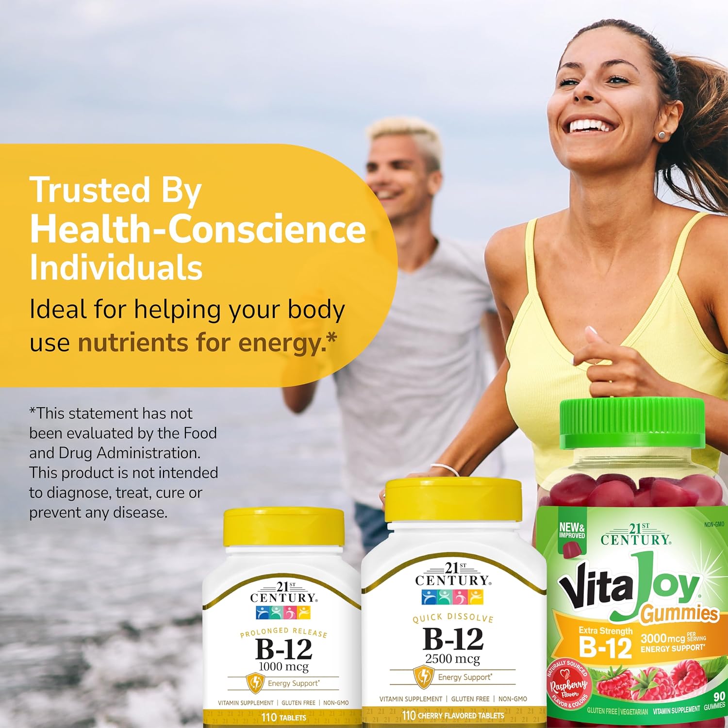 21st Century B-12 2500mcg Sublingual Tablets, High Potency, 110 Count | High-Potency Vitamin B12 2500 mcg, Natural Energy & Healthy Red Blood Cell Support, Vegan, Vegetarian, Third-Party Tested