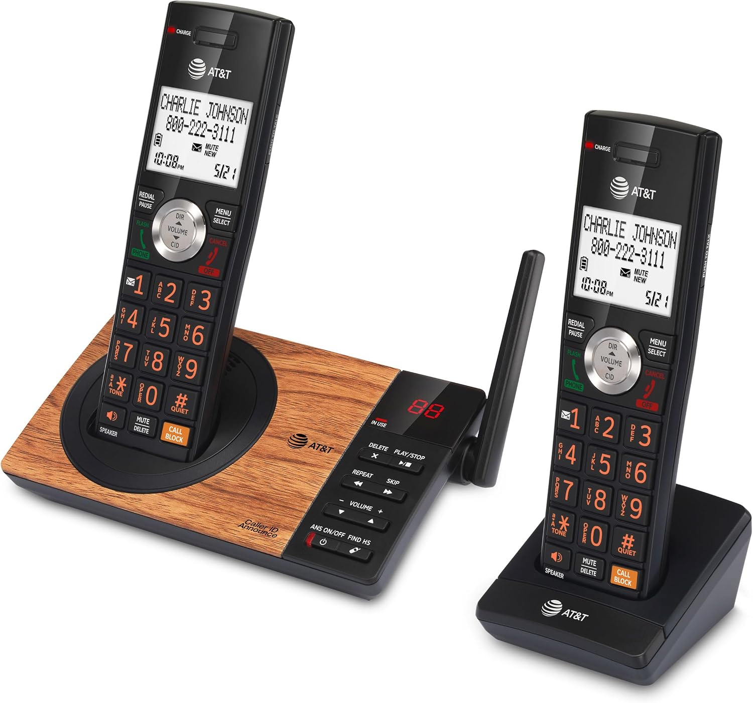 AT&T DECT 6.0 Expandable Cordless Phone with Answering System, Silver/Black with 3 Handsets