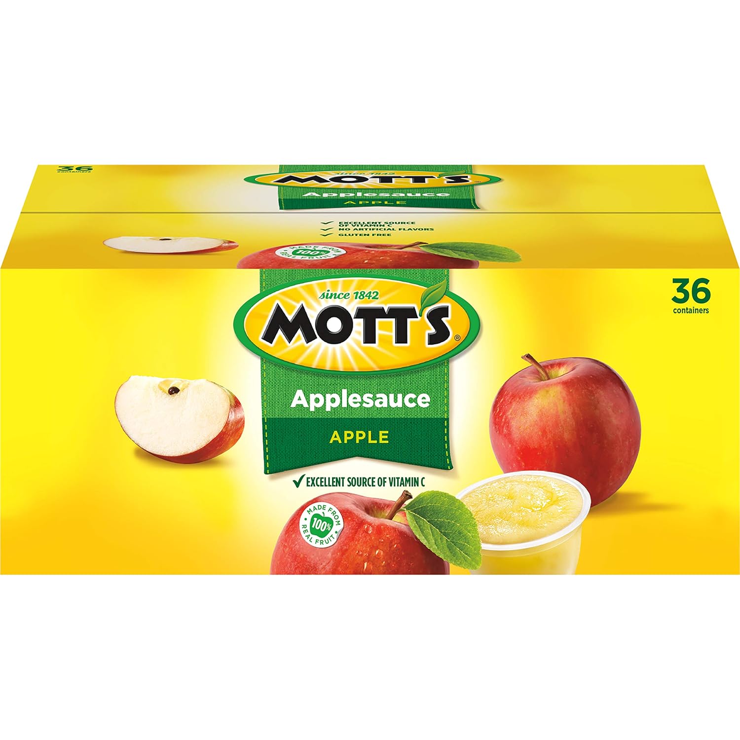 Mott's Applesauce, 4 Oz Cups, 36 Count, No Artificial Flavors, Good Source of Vitamin C, Nutritious Option for The Whole Family