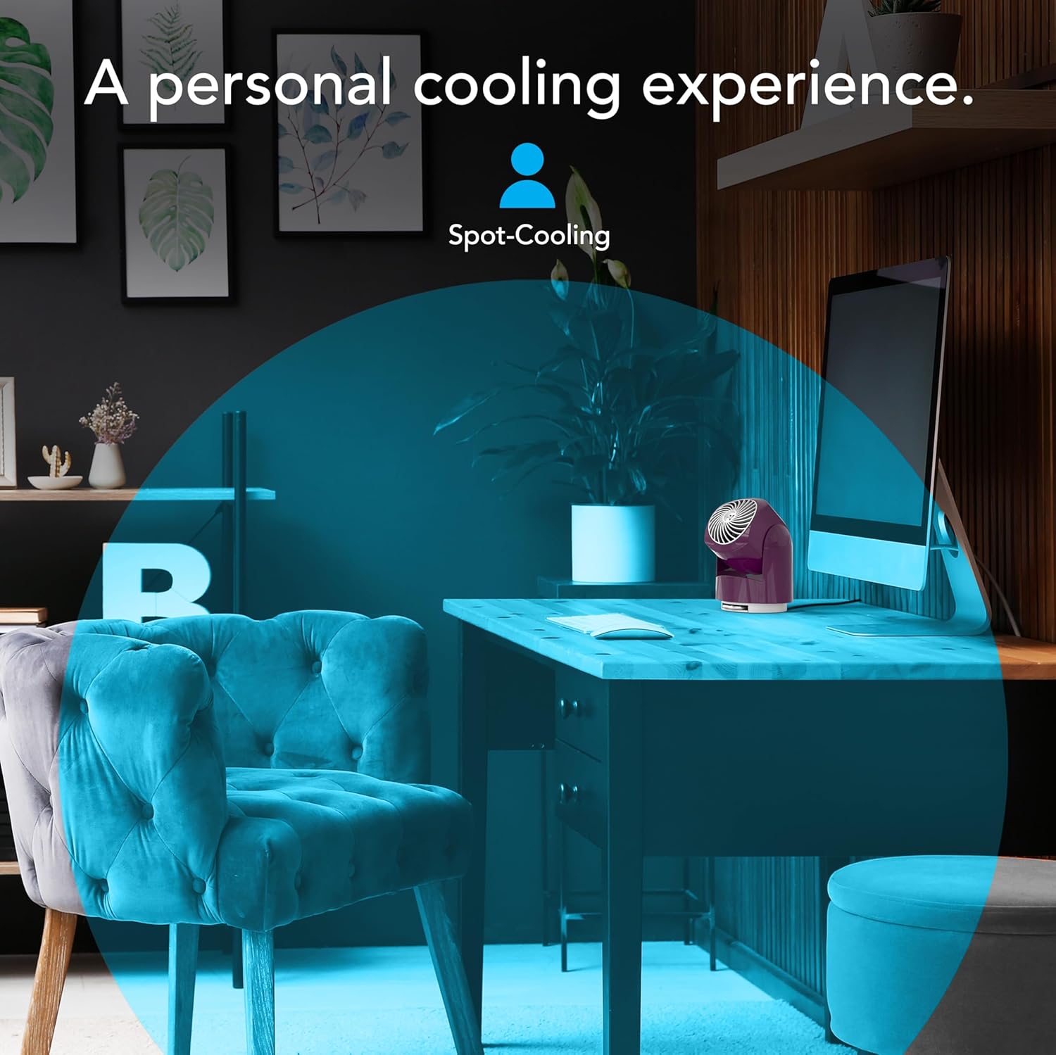 Vornado Flippi V6 Compact Air Circulator Fan, Quiet Portable Travel Fan for Desk or Bedroom, Adjustable Head, 2 Speeds, Bliss Blue