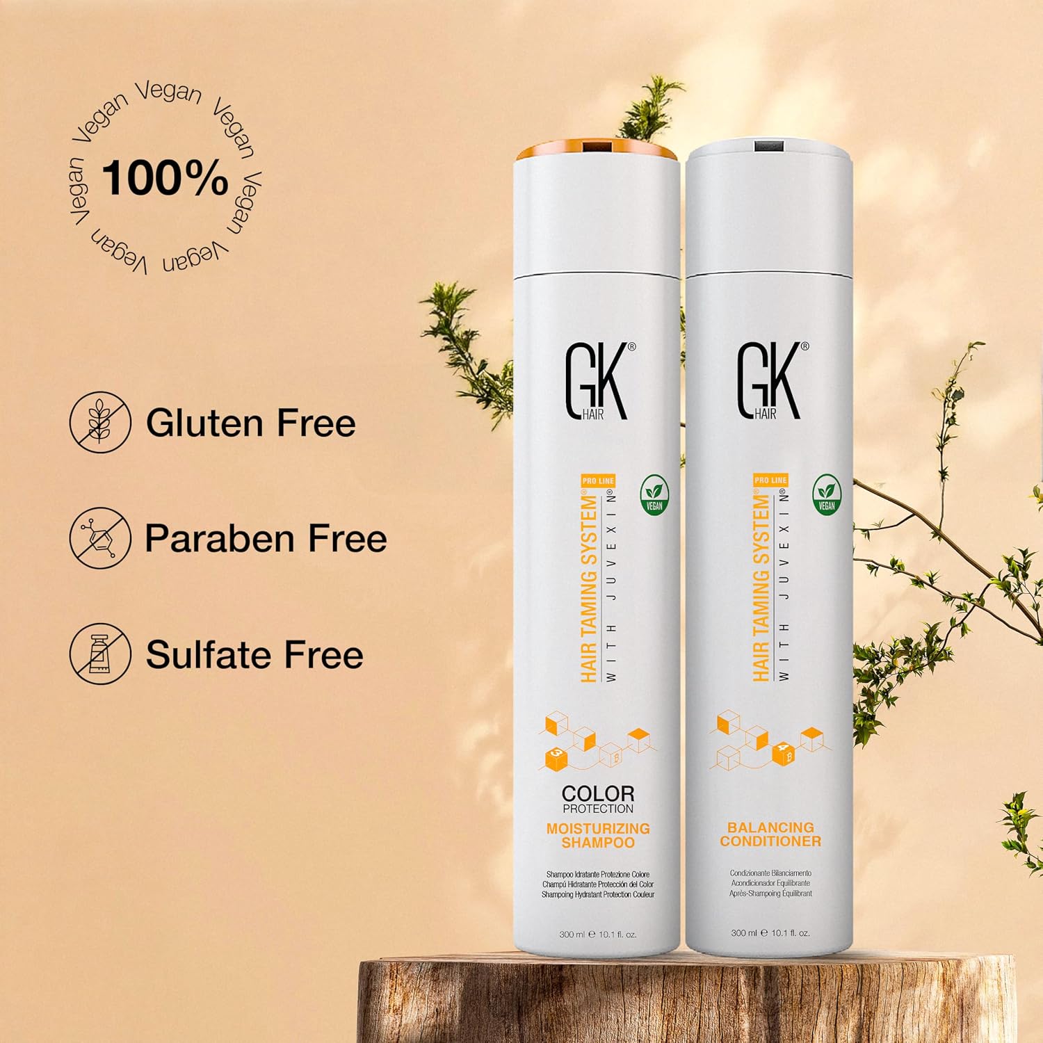 GK HAIR Keratin Shampoo and Conditioner set, Sulfate Free Moisturizing shampoo & conditioner for Color Treated Hair, Hydrating lightweight Formula for Dry, Damaged & Frizzy Hair 10.1oz each