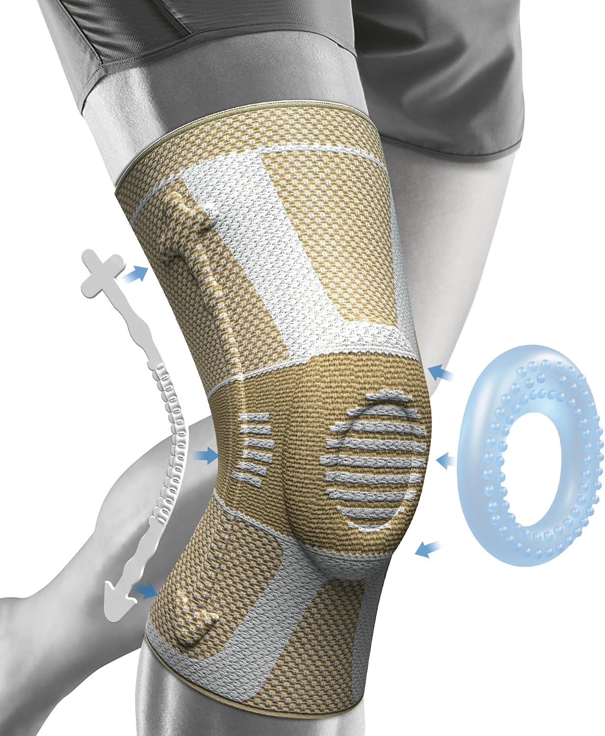 NEENCA Knee Braces for Knee Pain Relief, Compression Knee Sleeves with Patella Gel Pad & Side Stabilizers, Knee Support for Weightlifting, Running