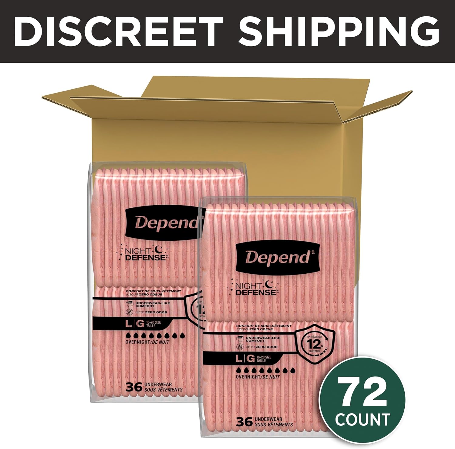 Depend Night Defense Adult Diapers for Women, Medium, 15 Count