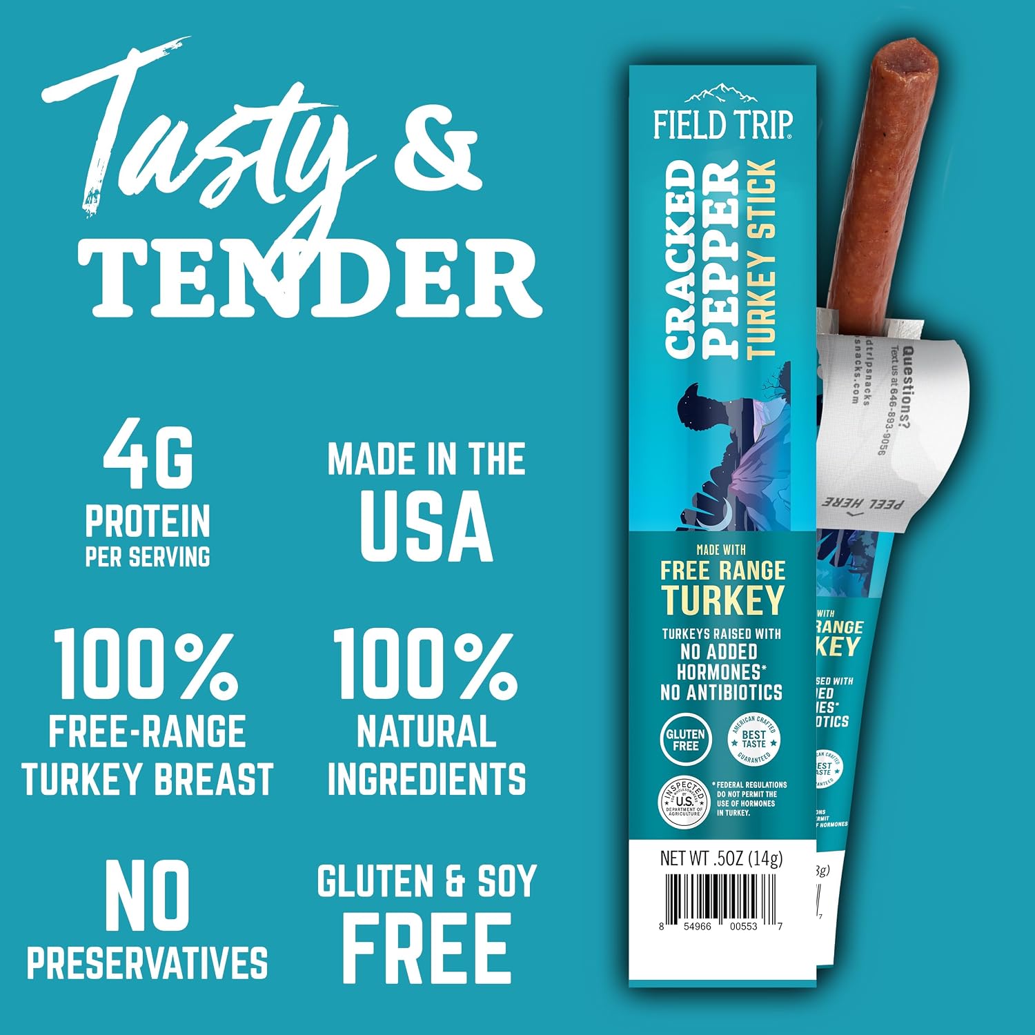 Field Trip Grass Fed Pepperoni Jerky Snack Sticks, Keto, Paleo, Gluten Free, Allergy Friendly Snack, High Protein, 50 Calorie Snack, 0.5oz, 24 Pack | Grass Fed, Keto, Paleo, Gluten Free, Allergy Friendly Snack, High Protein, 50 Calorie Snack