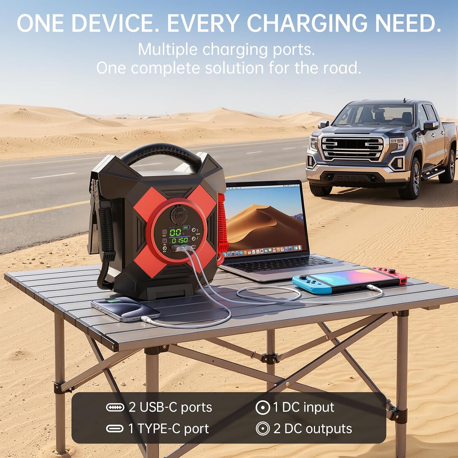 DM1264 Heavy Duty Jump Starter, 30000A Peak 12V Lithium Booster Pack for Semi Trucks, Start All for 50L Diesel and Gasoline Engines