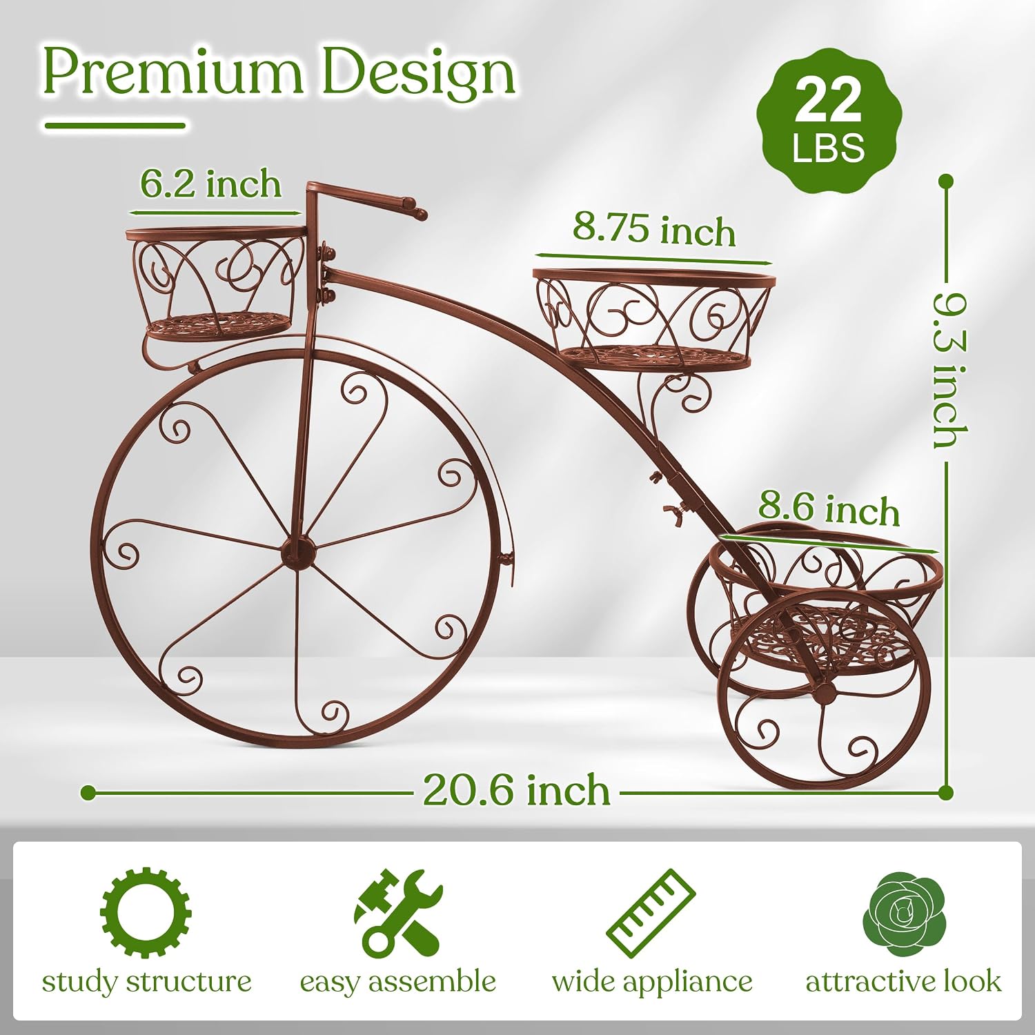 Sorbus® Garden Cart Stand & Flower Pot Plant Holder Display Rack, 6 Tiers, Parisian Style - Perfect for Home, Garden, Patio (Bronze)