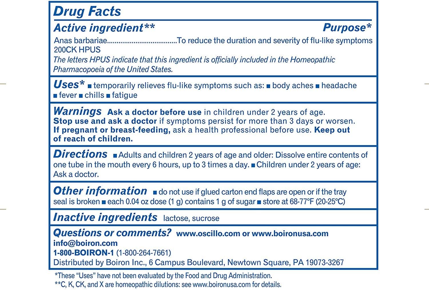 Boiron Oscillococcinum 36 Doses Homeopathic Medicine for Flu-Like Symptoms