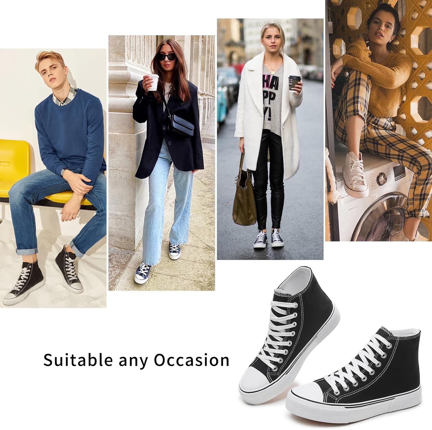 hash bubbie High Top Canvas Sneakers Fashion Walking Shoes