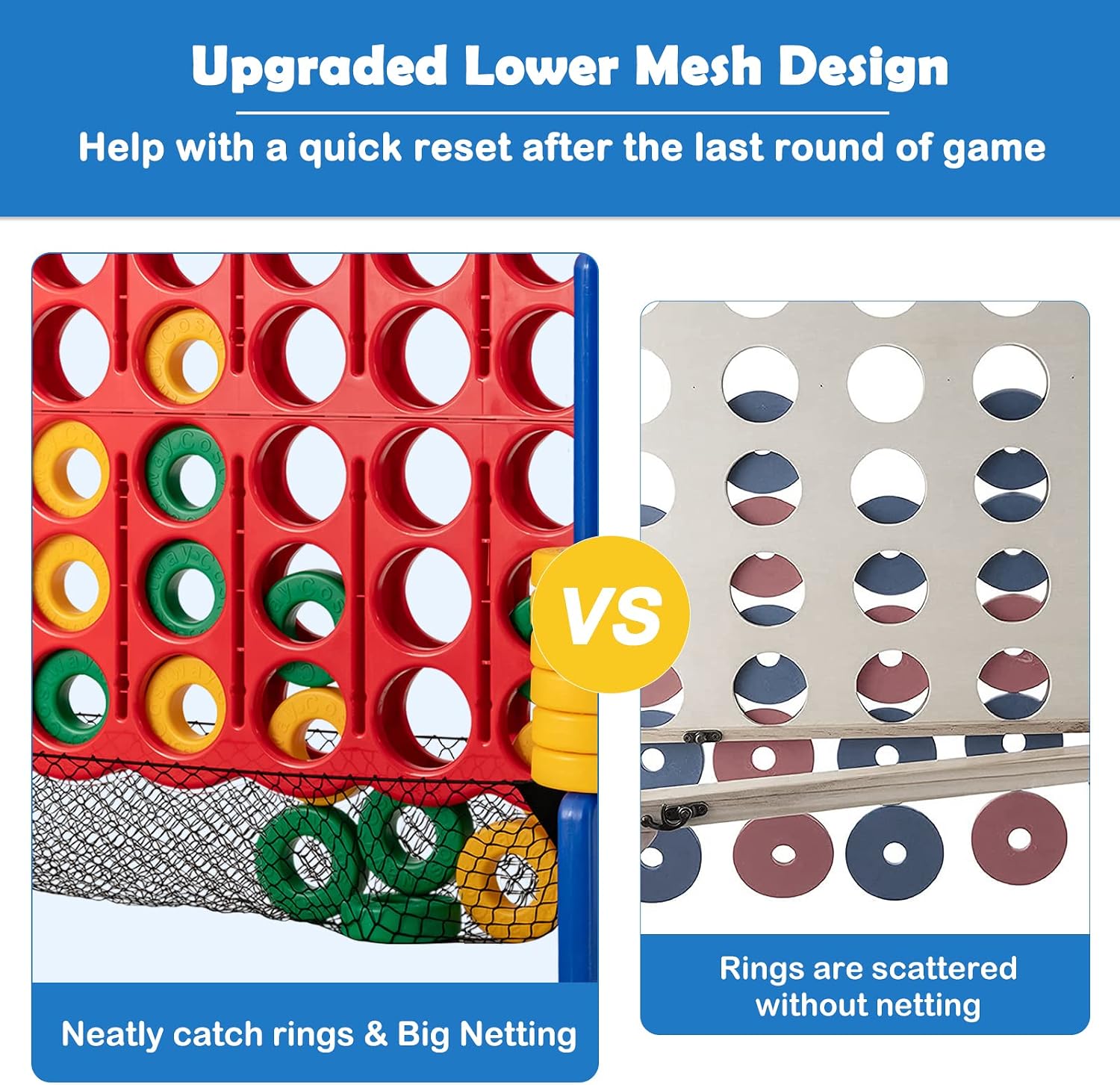 Costzon Giant 4-in-A-Row, Jumbo 4-to-Score Giant Game Set for Kids & Adults, Indoor Outdoor Yard Connect Game