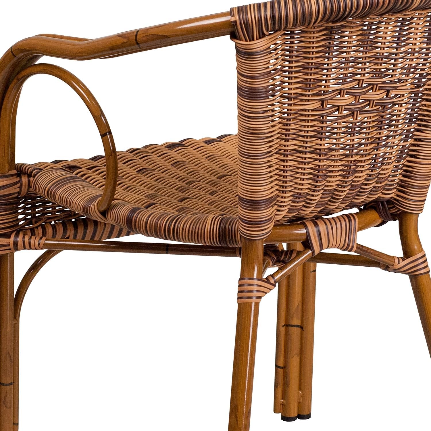Flash Furniture Rattan Chair with Aluminum Frame, Burning Brown/Red Bamboo | Durable Construction, Commercial Use