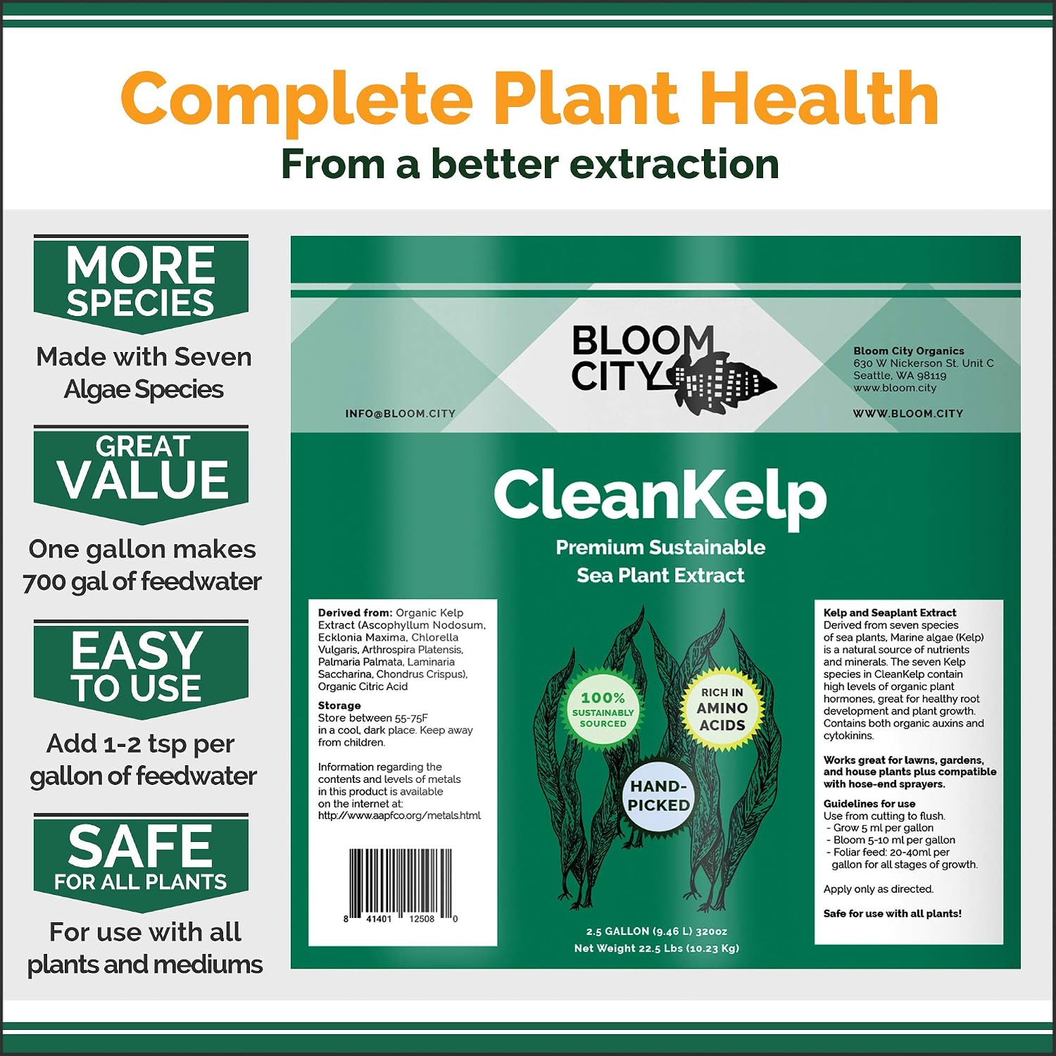 Bloom City Seaweed and Kelp Liquid Fertilizer for Plants, 32 oz | Encourages Strong Root Growth, Helps Ease Transplant Shock, Foliar Spray or Soil Drench, Indoor & Outdoor Garden Use