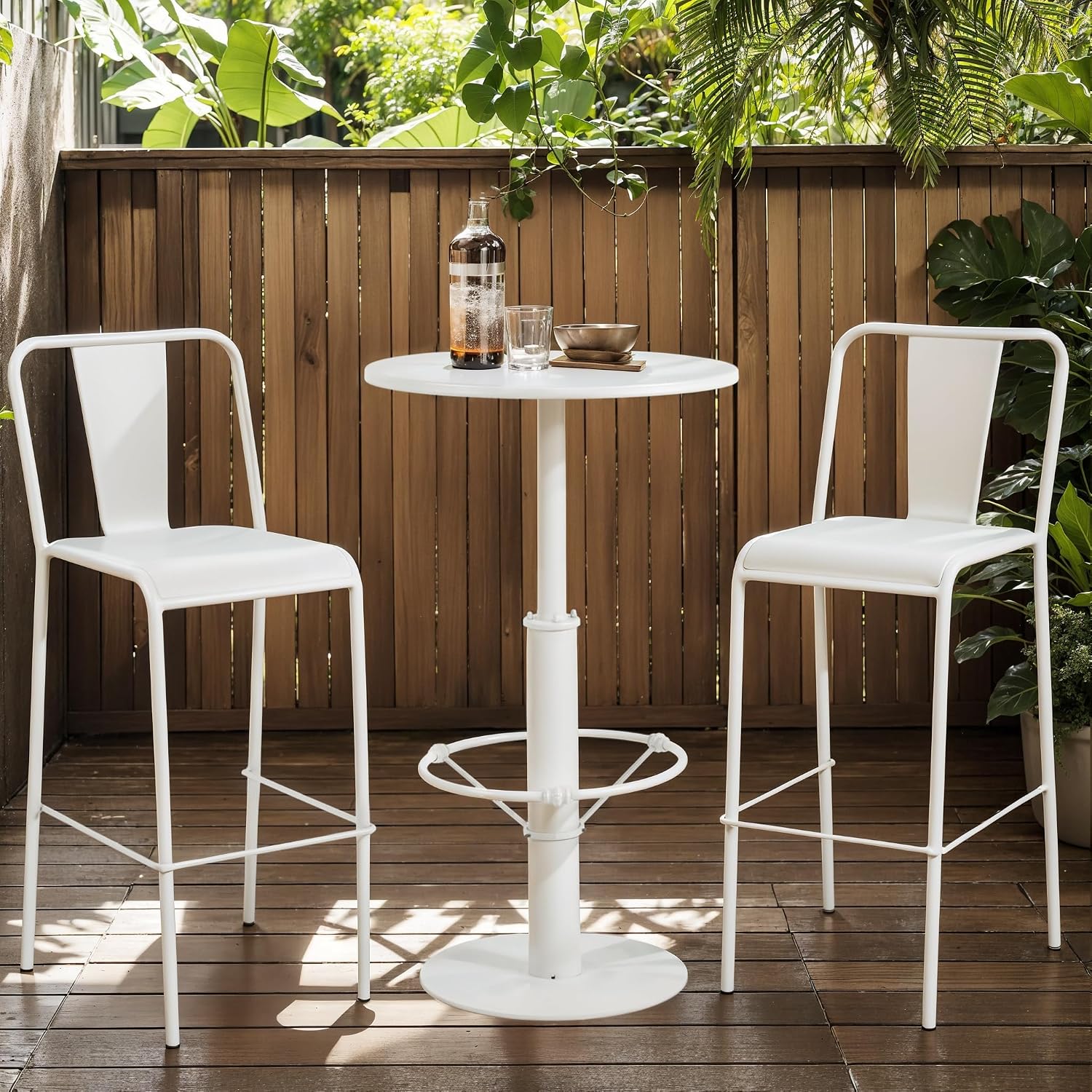 LOKKHAN 42" Tall Rustic Industrial Bar Table 19.68" Dia Round Wooden Top Metal Frame Height Fixed Standing Pub Dining Room Bistro Cocktail Table, Black & Brown