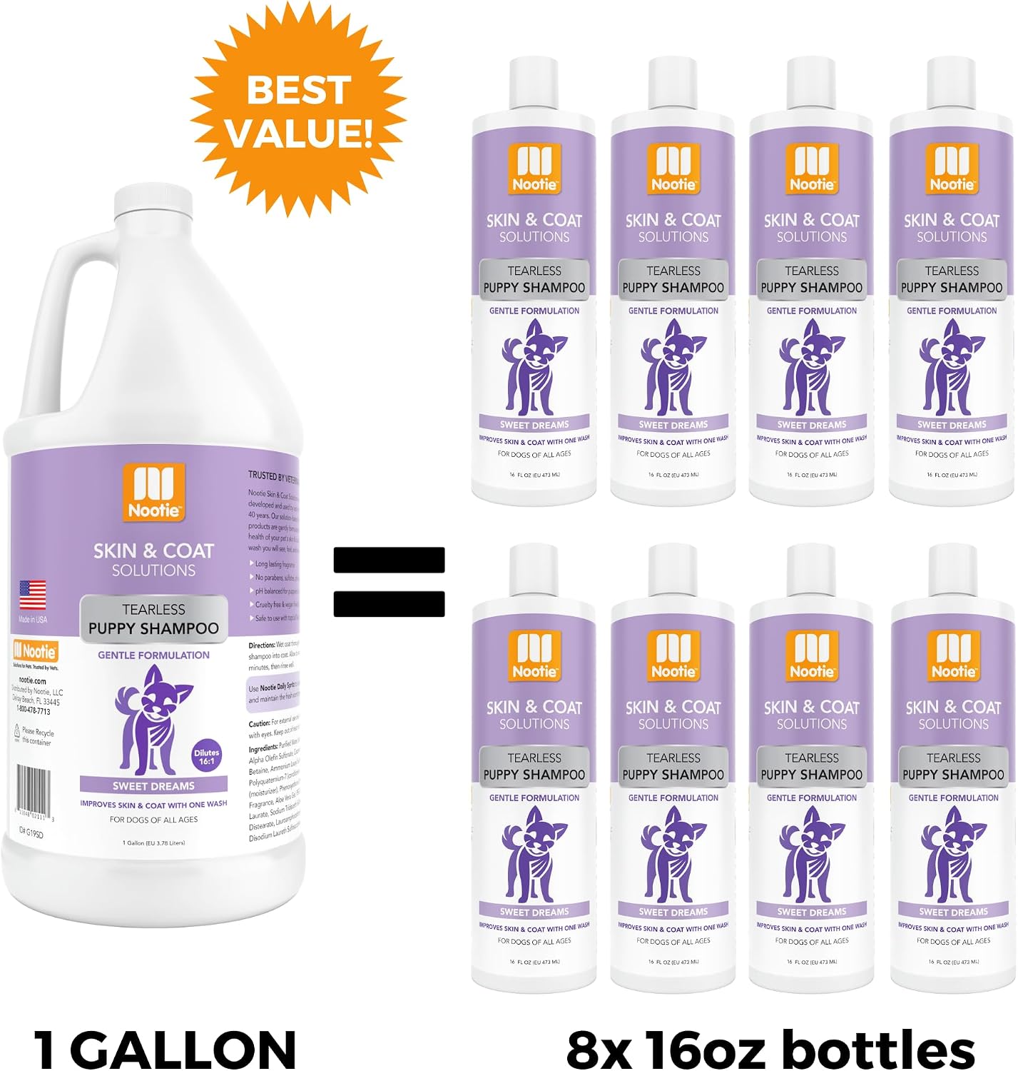 Nootie Cucumber Melon Pet Shampoo for Dogs & Cats, Gentle Oatmeal Formula | 16 oz, dog wash for sensitive skin, helps relieve dry itchy skin for dogs, natural ingredients, cleans & conditions