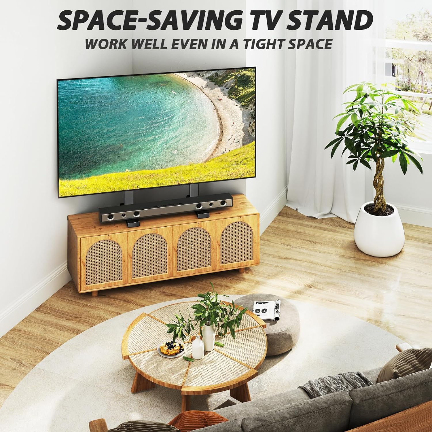 TAVR Universal Table Top TV Stand for 27-65 inch TVs Holds up to 88 lbs | Height Adjustable TV Legs, Strong TV Base, Max VESA 800x500mm, Black