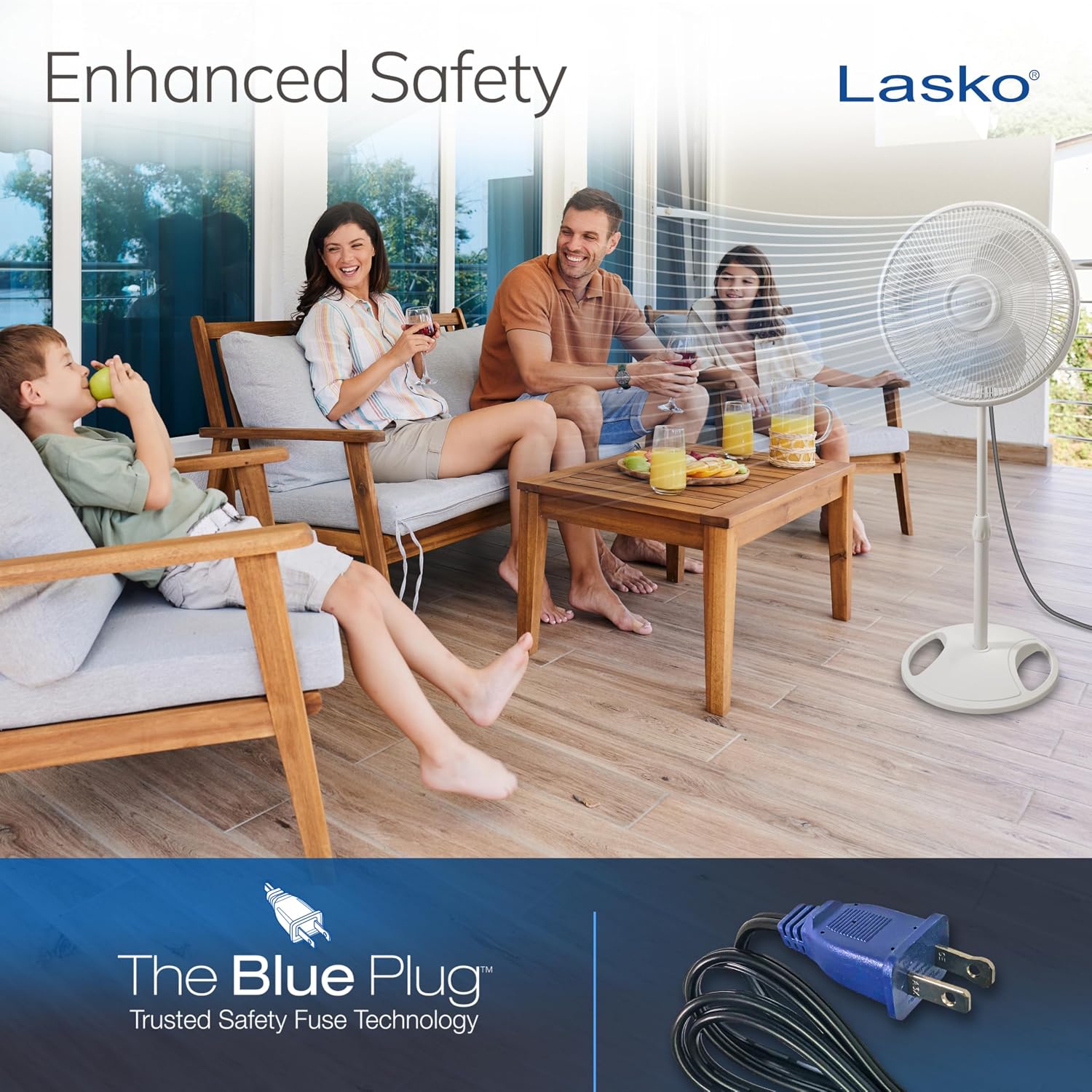 Lasko Oscillating Pedestal Fan - Adjustable to 47" - 2520 - White | Cooling Standing Fan for Bedroom, Living Room, and Home Office, 16" Blade Diameter