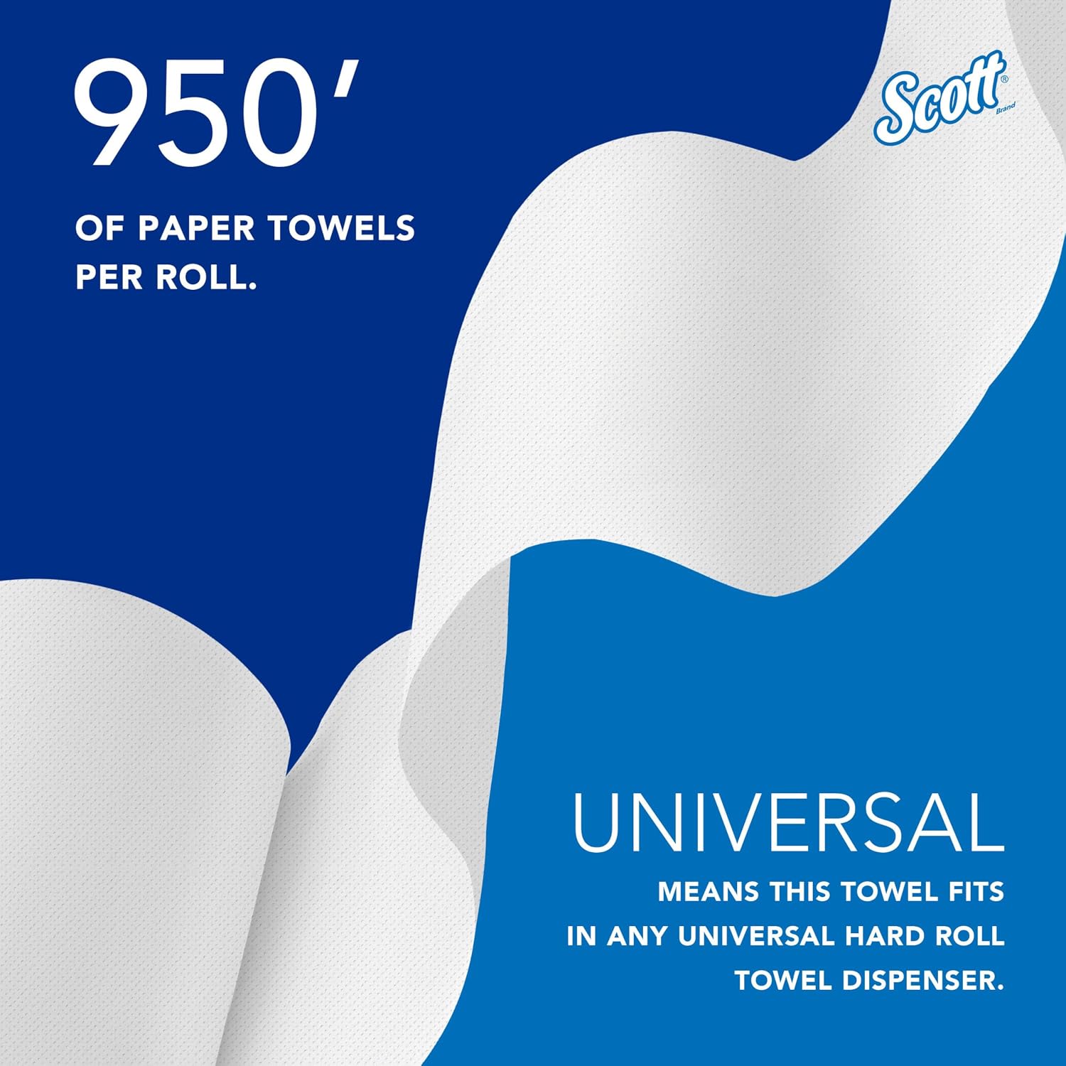 Scott Professional Hard Roll Paper Towels, Bulk, 6 Rolls x 950' (02001) | Purple Core, High-Capacity, Elevated Design, Absorbency Pockets, White, Plus Tier, Compatible with Scott Essential Dispensers